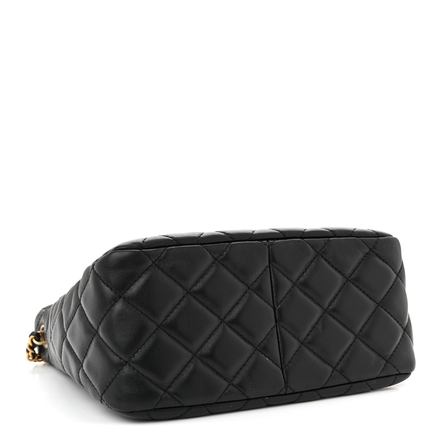 Lambskin Quilted Small Pearl Crush Hobo Black
