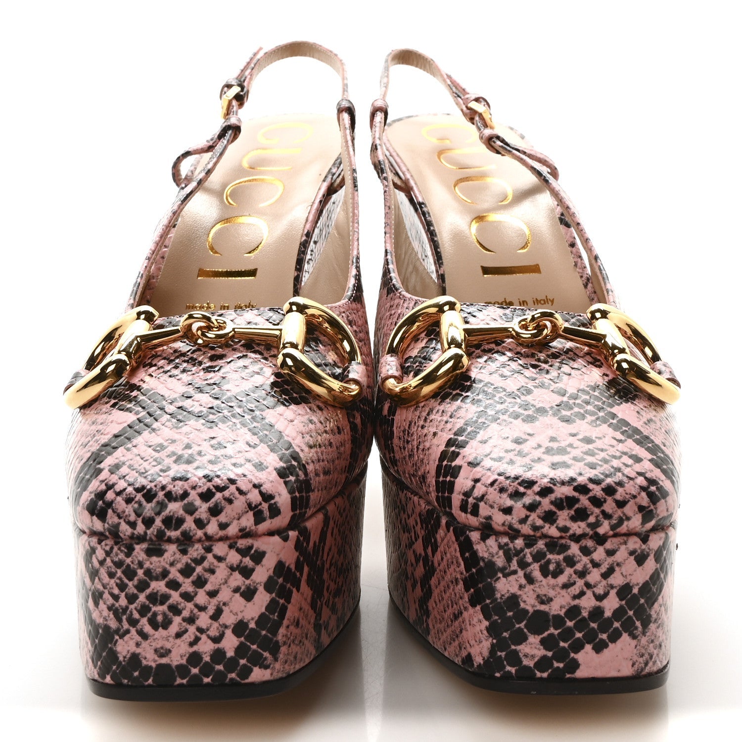 Calfskin Python Print Horsebit Platform 35/120mm Slingback Pumps 40 Wild Rose