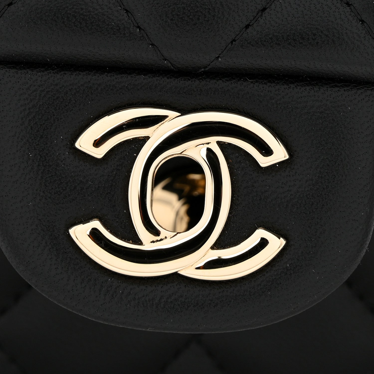 Lambskin Quilted Mini Rectangular Flap Black