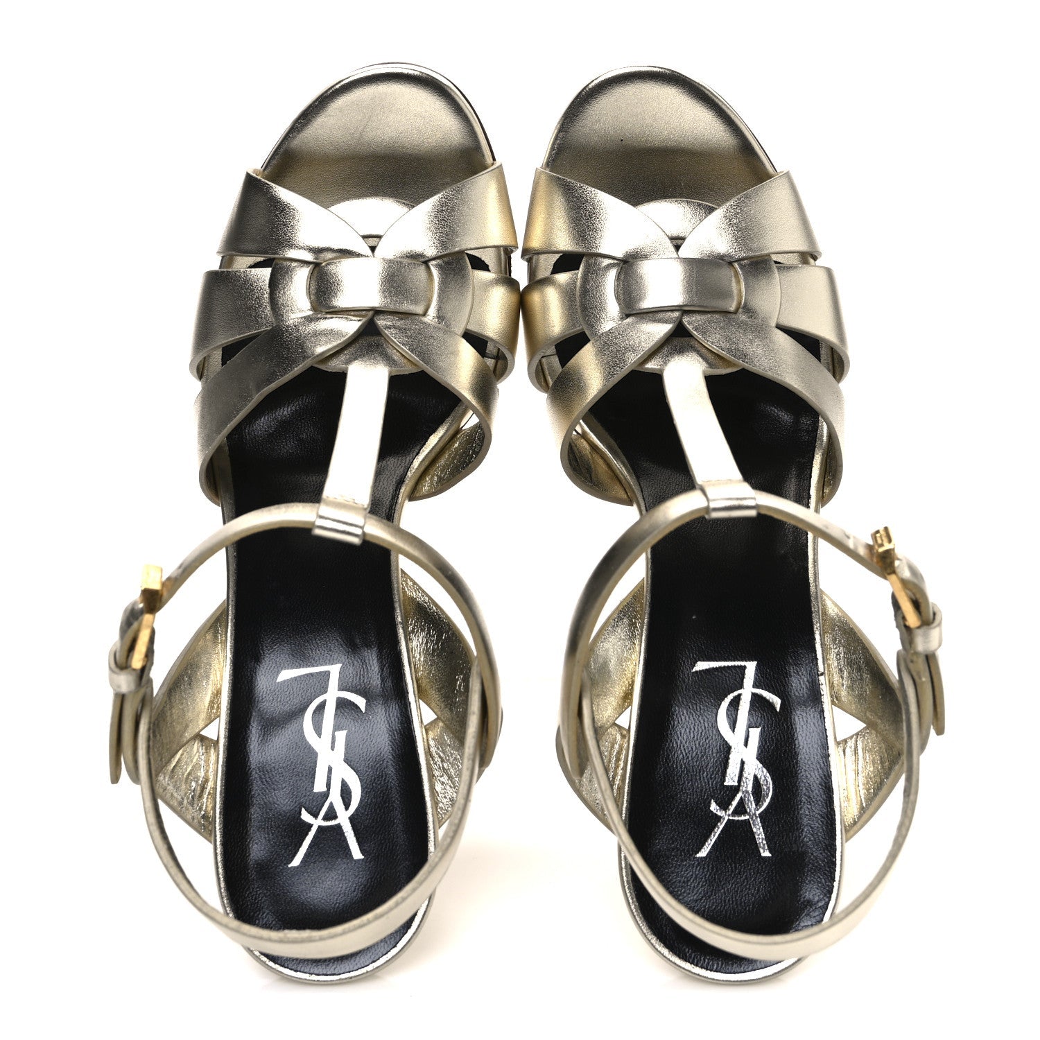 Metallic Nappa Tribute 105 Platform Sandals 37 Platino