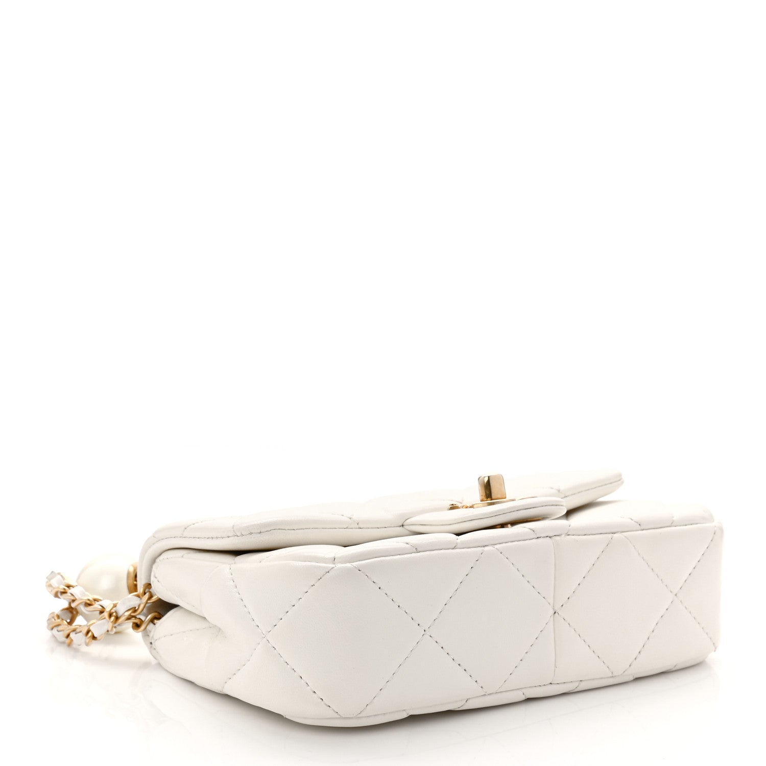 Lambskin Quilted Pearl Small Flap White