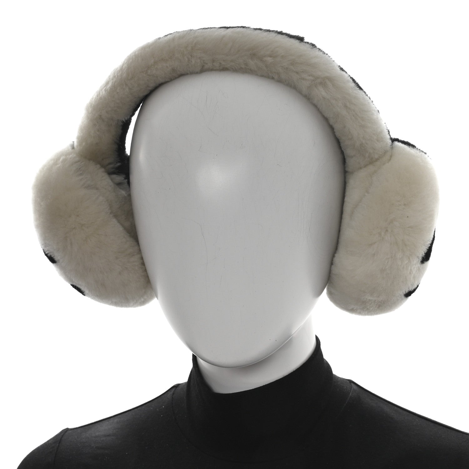 Shearling CC Ear Muffs Black White