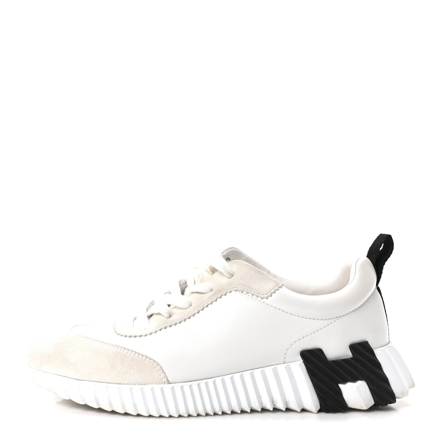 Calfskin Suede Goatskin Bouncing Sneakers 37.5 White Black