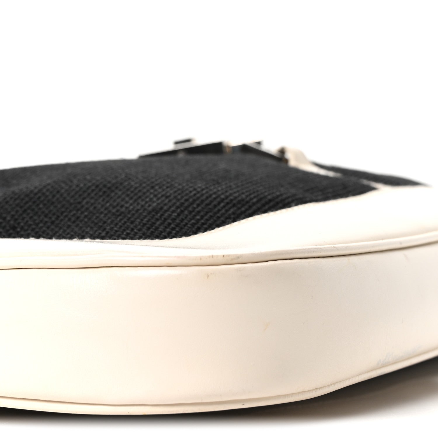 Canvas Calfskin Jackie O Chain Hobo White Black