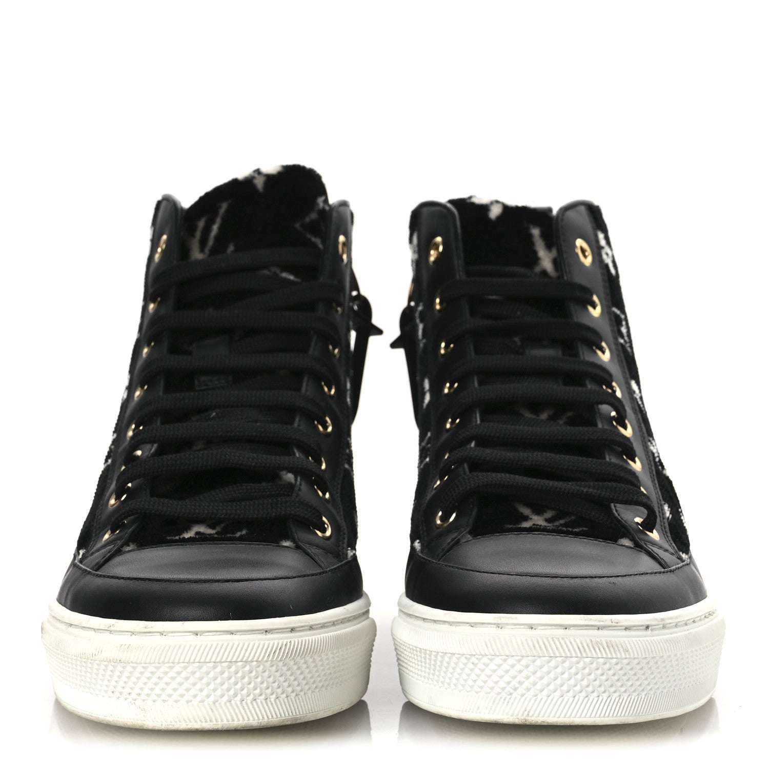 Velvet Monogram Stellar Sneakers 38.5 Black White
