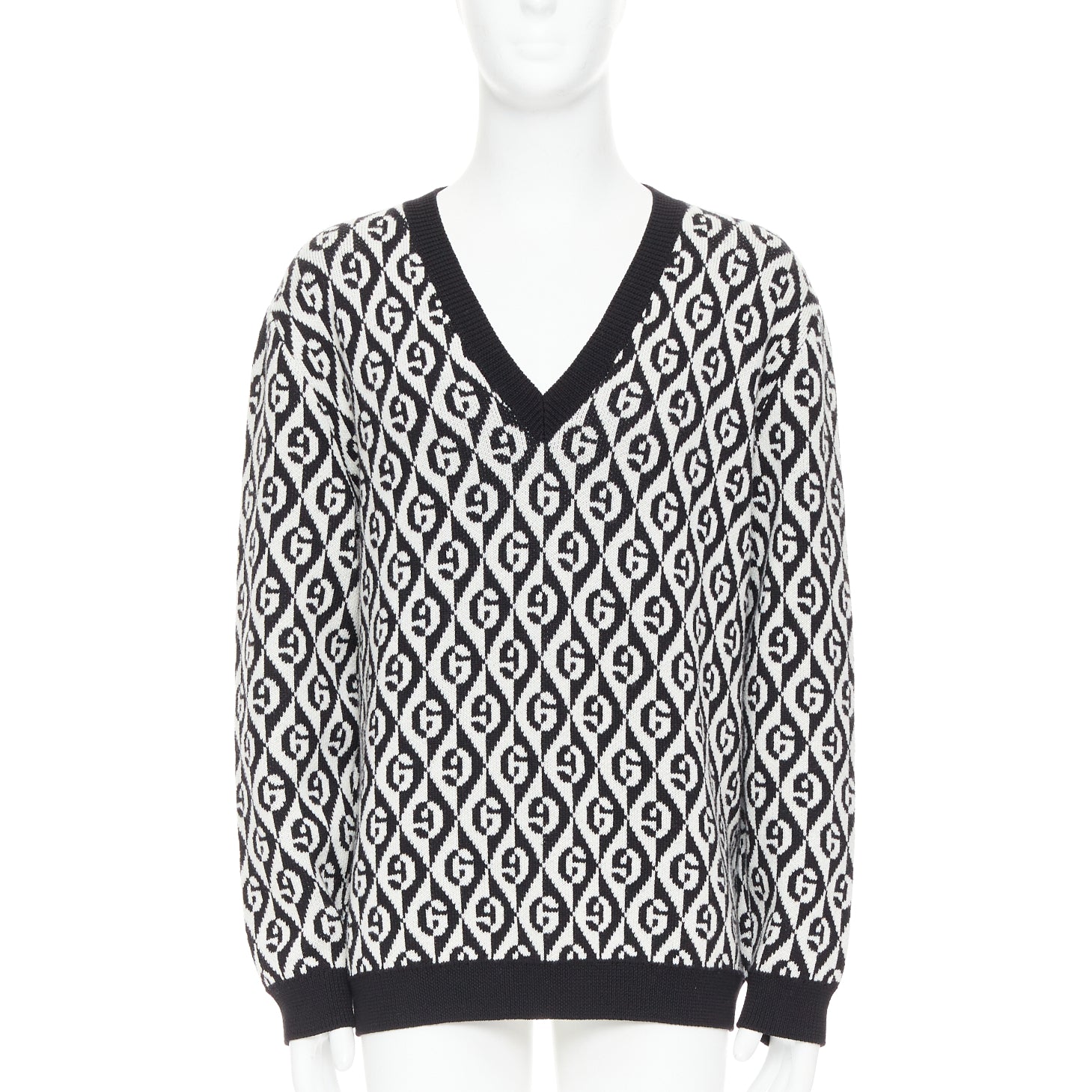 Men's Gucci wool G Rhombus monogram intarsia sweater