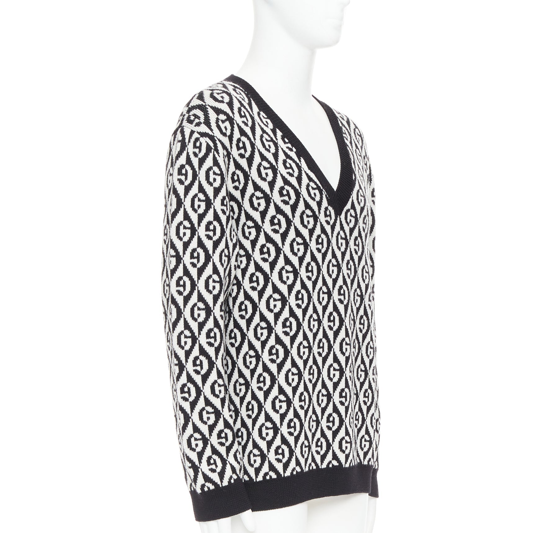 Men's Gucci wool G Rhombus monogram intarsia sweater