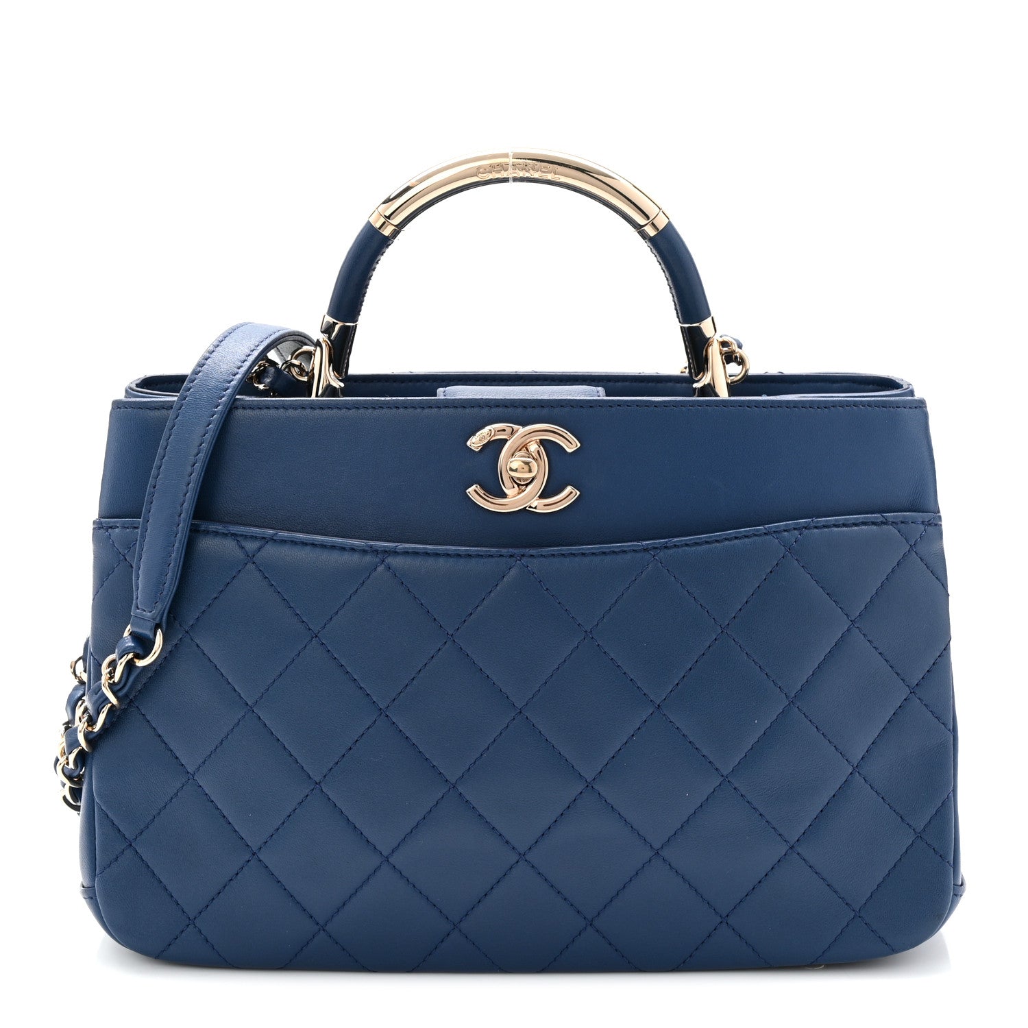Lambskin Carry Chic Shopping Tote Blue