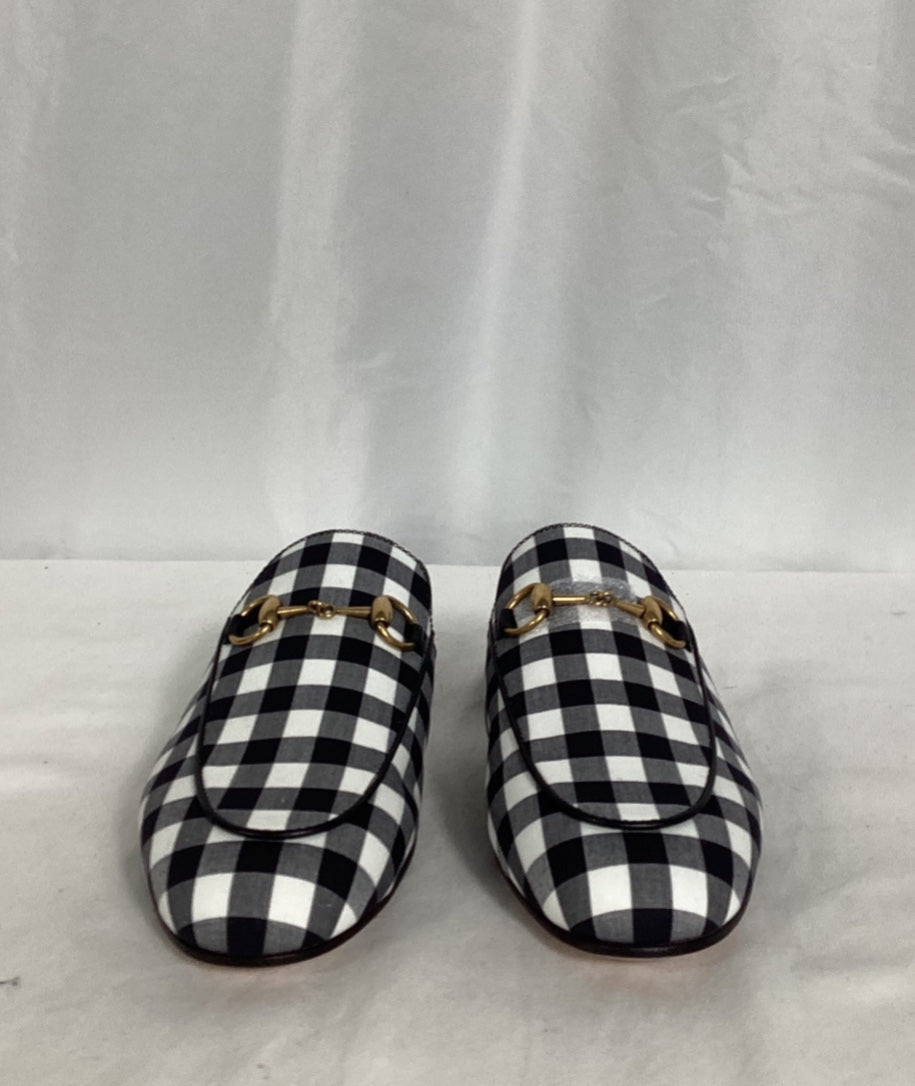 Women's Gucci Princetown Horsebit Check Mules in Multicolor Cotton