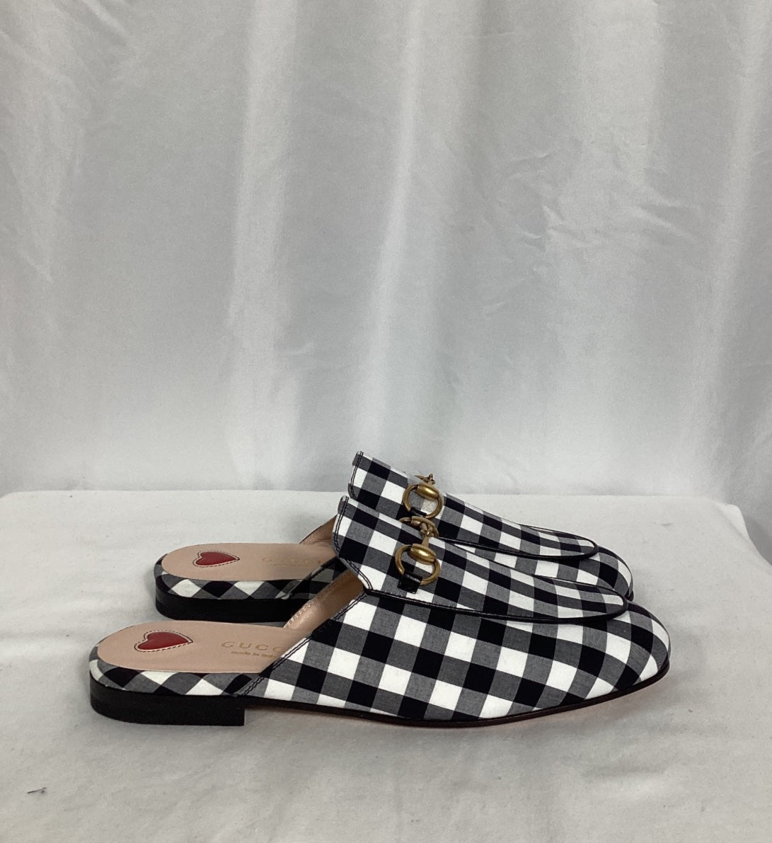 Women's Gucci Princetown Horsebit Check Mules in Multicolor Cotton