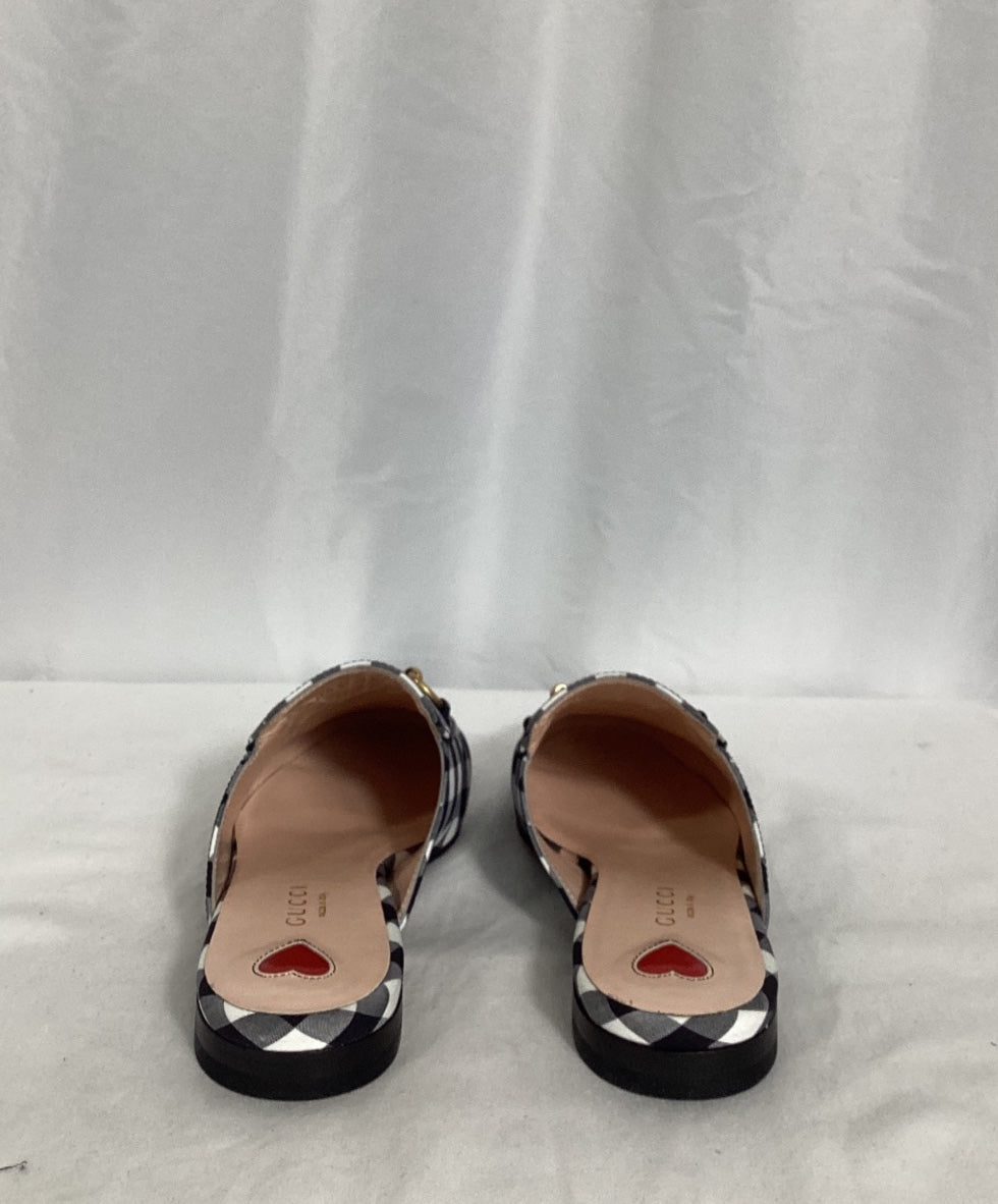 Women's Gucci Princetown Horsebit Check Mules in Multicolor Cotton