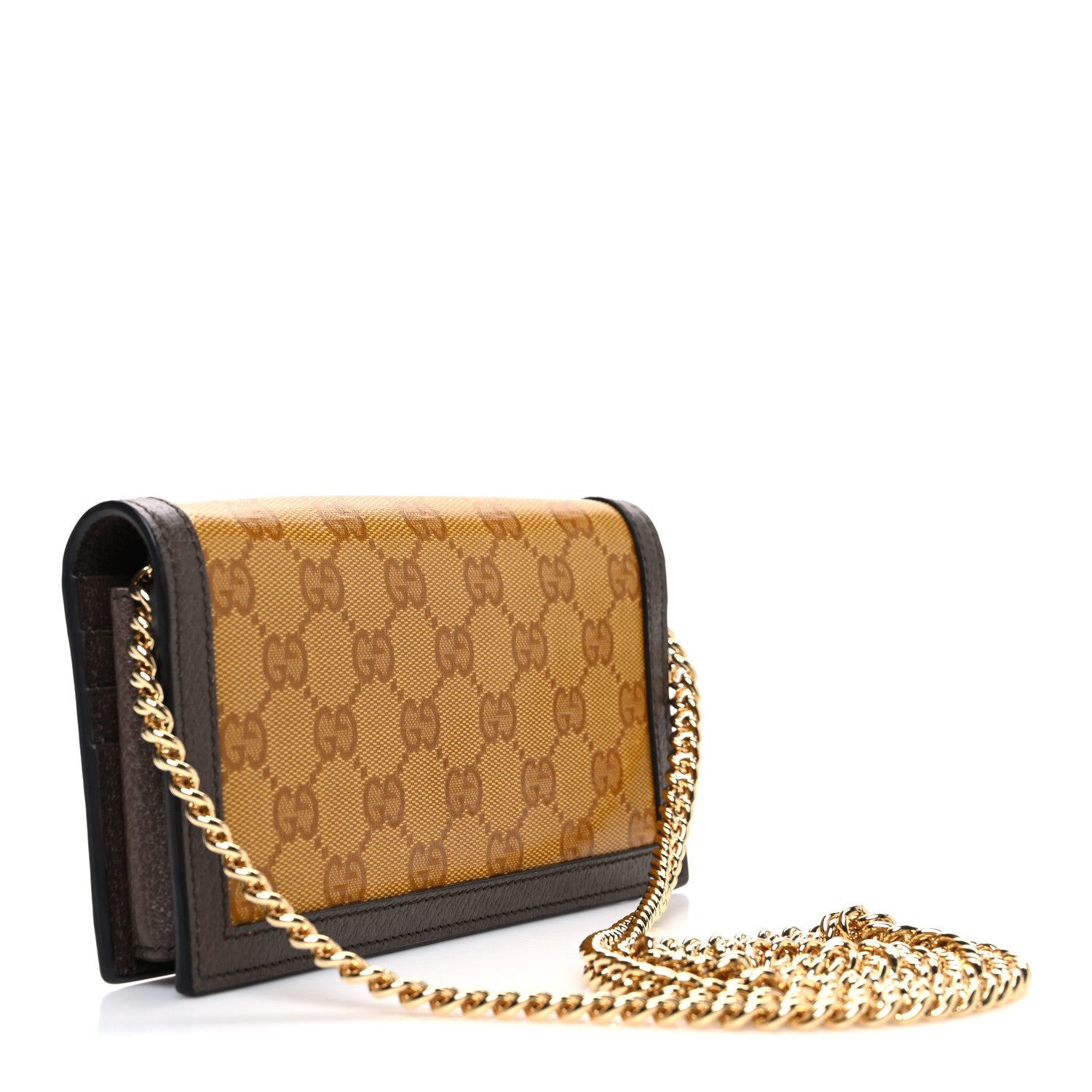 X ADIDAS Monogram Trefoil Embossed Wallet On Chain Brown