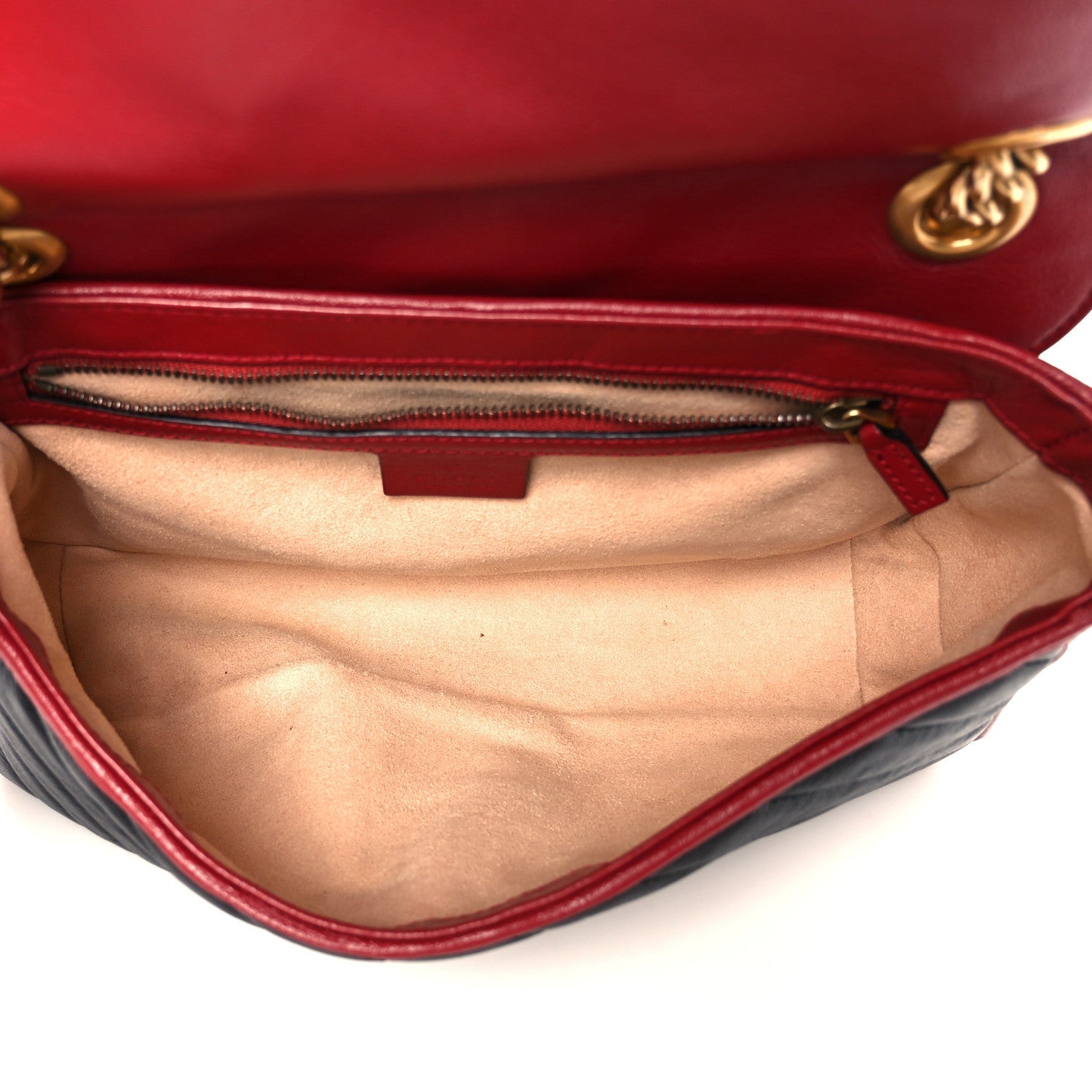 Vintage Effect Calfskin Matelasse Diagonal Small Torchon GG Marmont Shoulder Bag Black Romantic Cherry