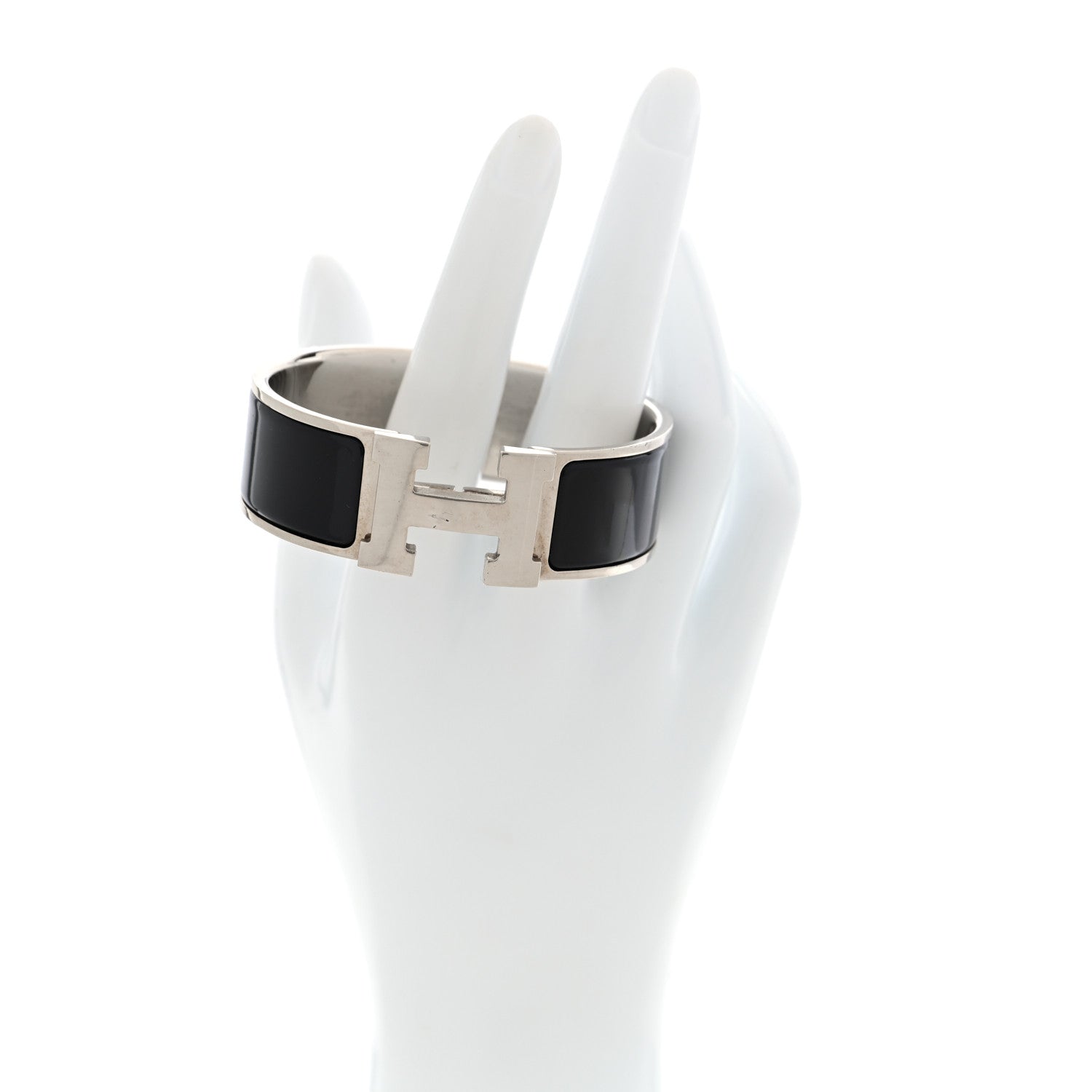 Enamel Wide Clic Clac H Bracelet GM Black