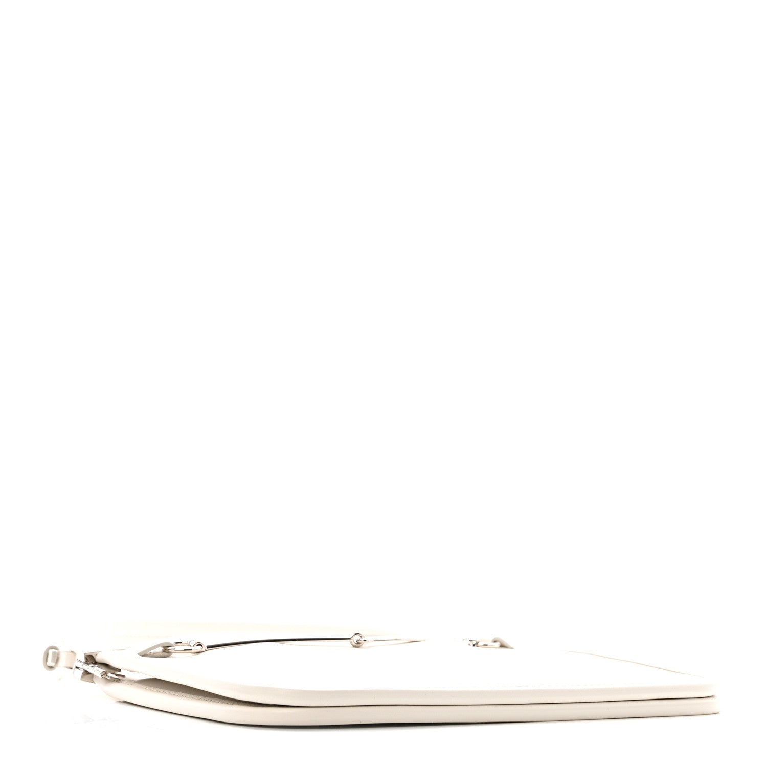 Calfskin Horsebit Slim Shoulder Bag White