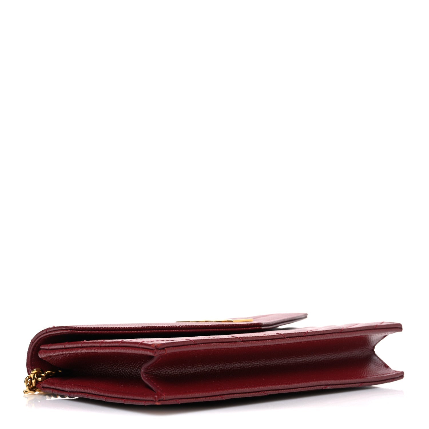 Grain De Poudre Matelasse Chevron Monogram Envelope Chain Wallet New Red