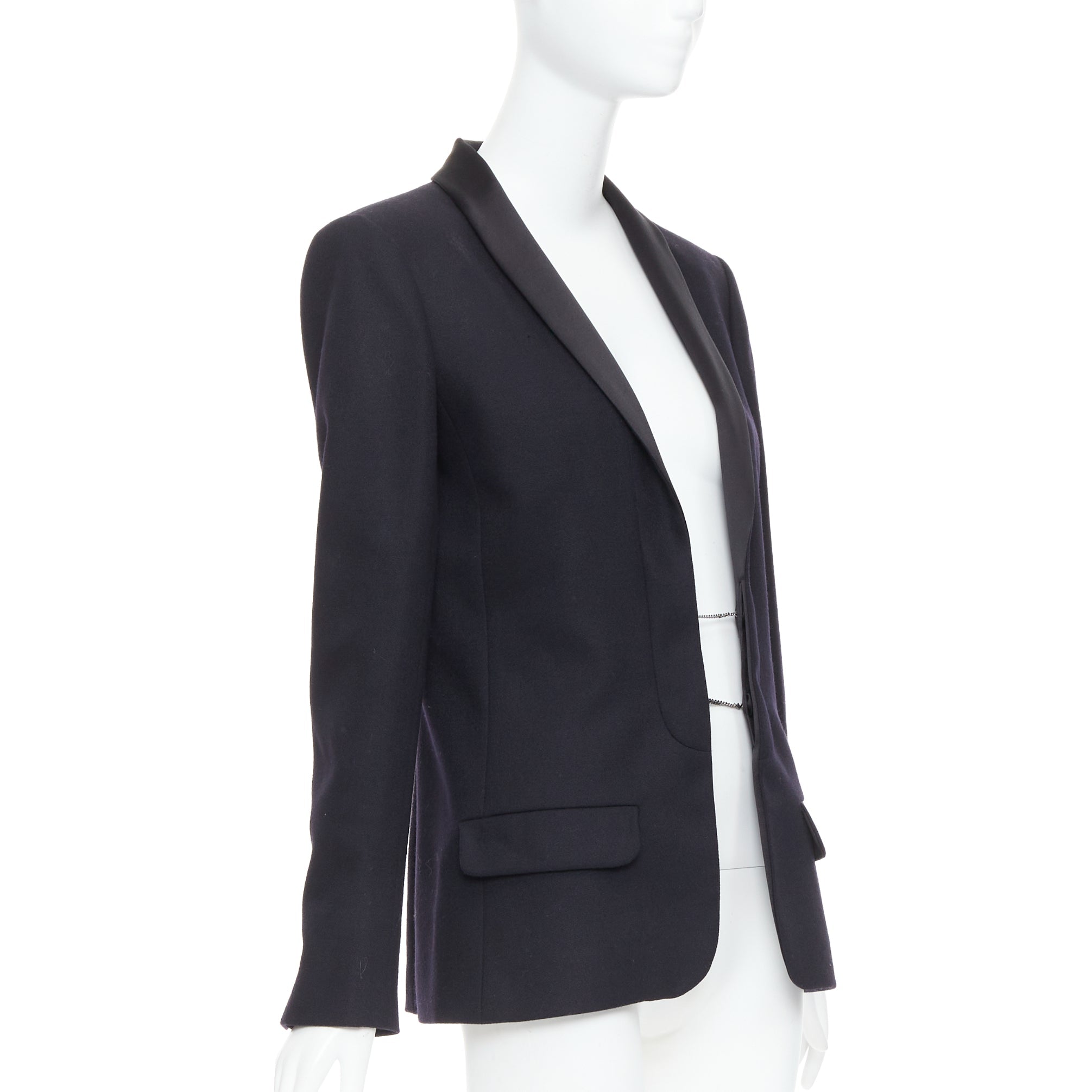 Women's Chanel black wool tuxedo blazer