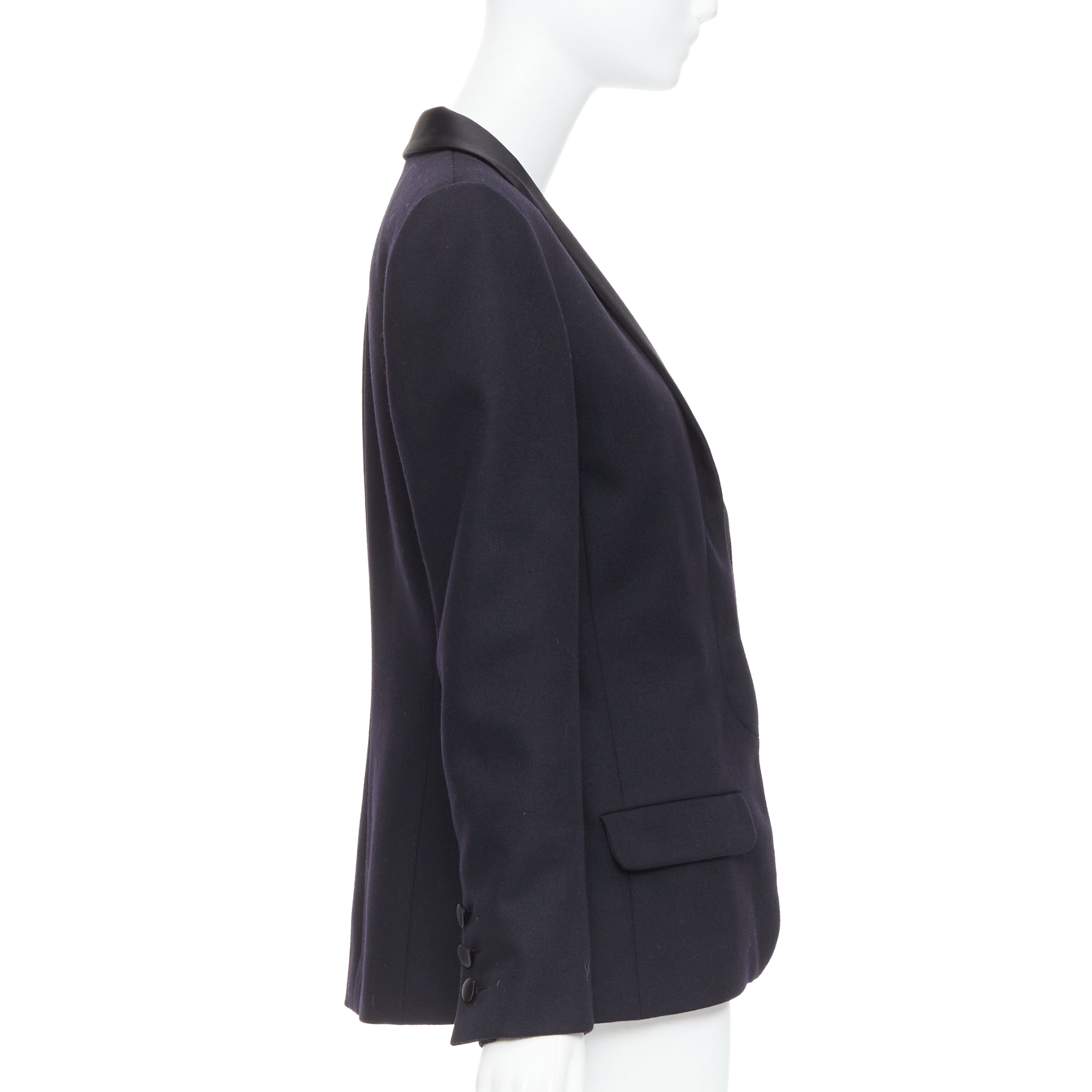 Women's Chanel black wool tuxedo blazer