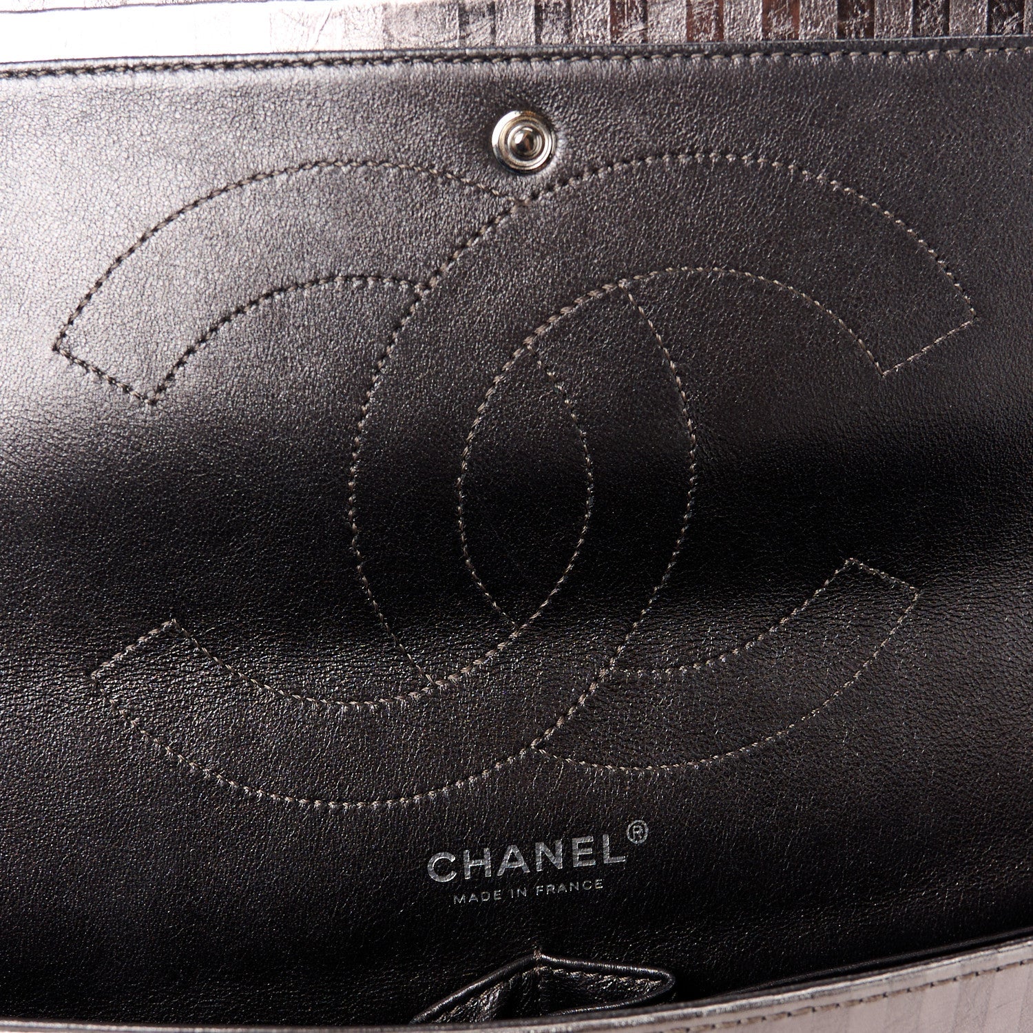 Metallic Calfskin Striped 2.55 Reissue 227 Silver