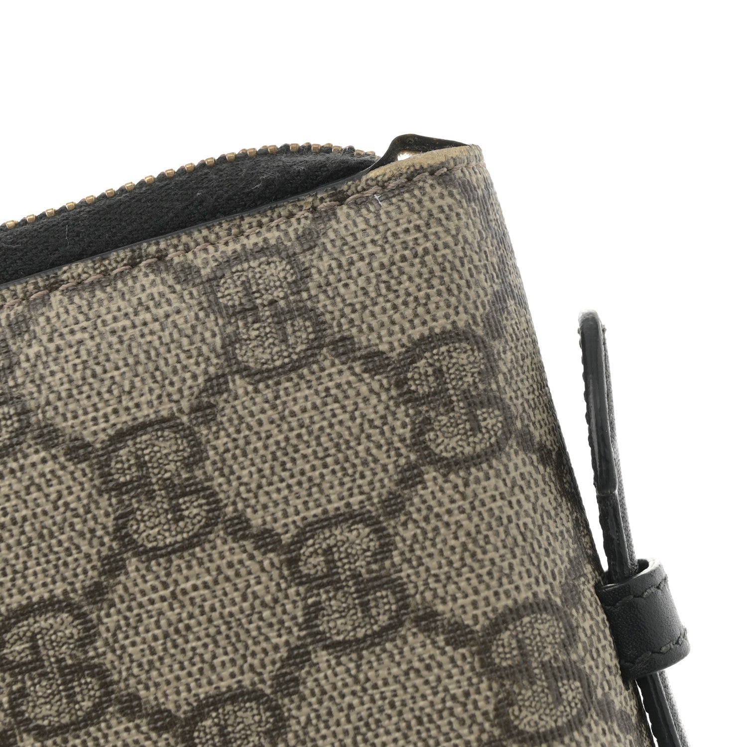 GG Supreme Monogram Top Handle Zip Around Wallet Black