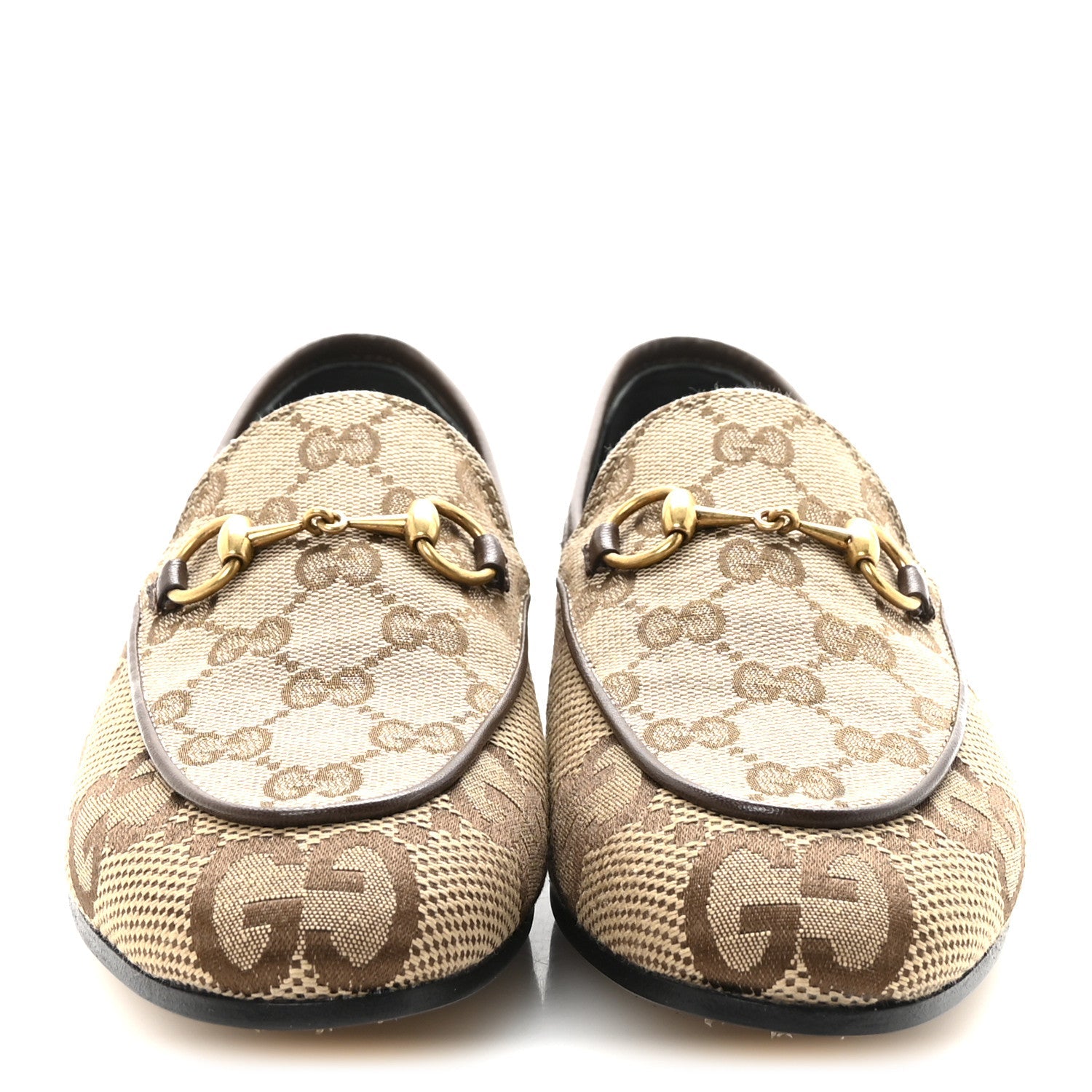 Monogram Jumbo GG Malaga Kid Horsebit Womens Jordaan Loafers 36.5 Camel Ebony New Acero Beige