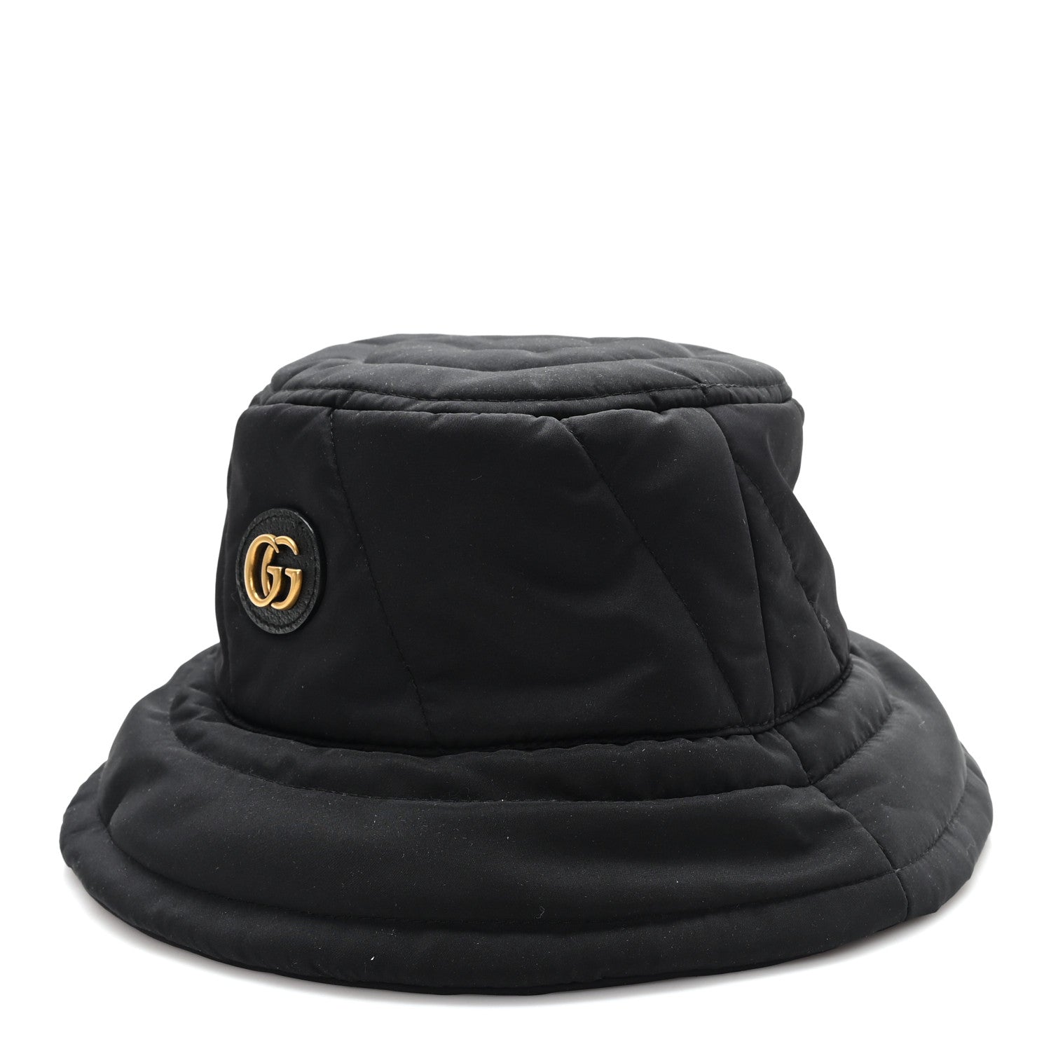 Nylon Quilted GG Bucket Hat M Black