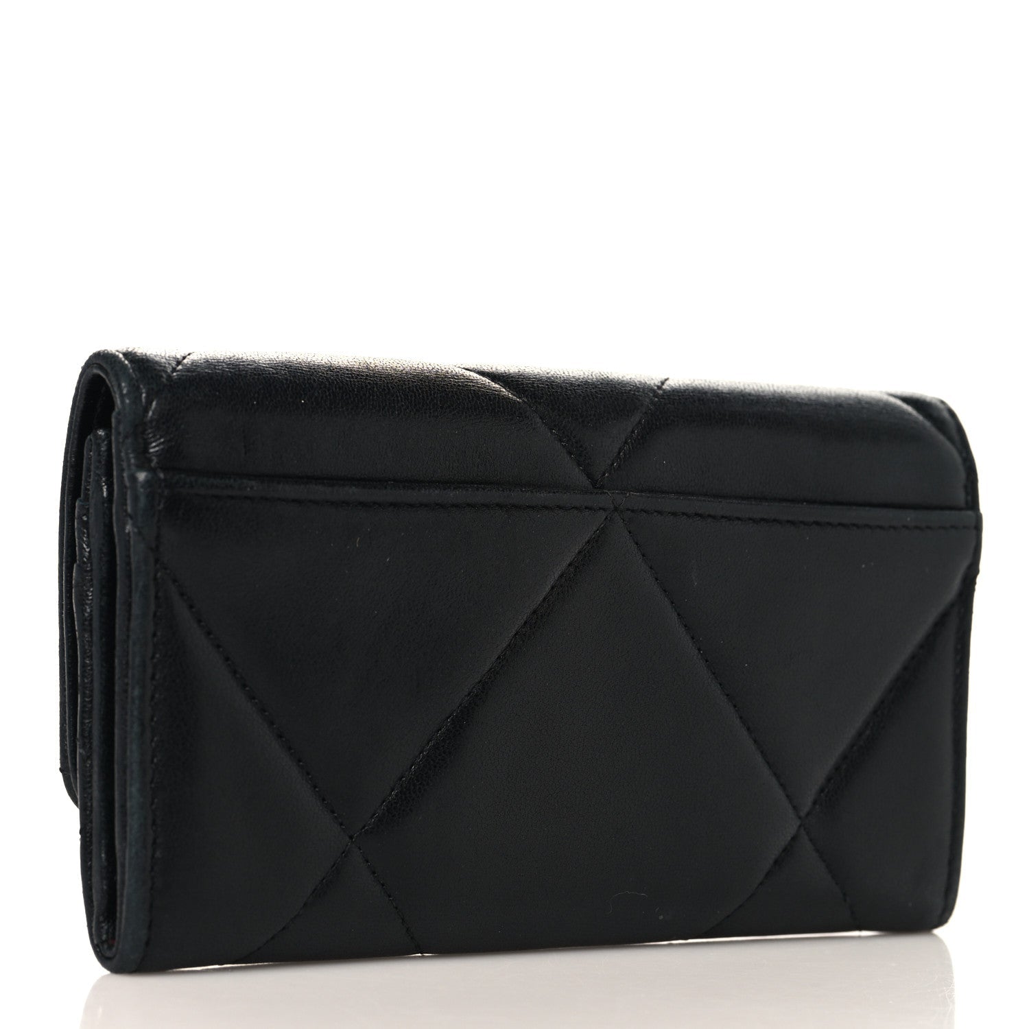 Lambskin Quilted Chanel 19 Flap Wallet Black