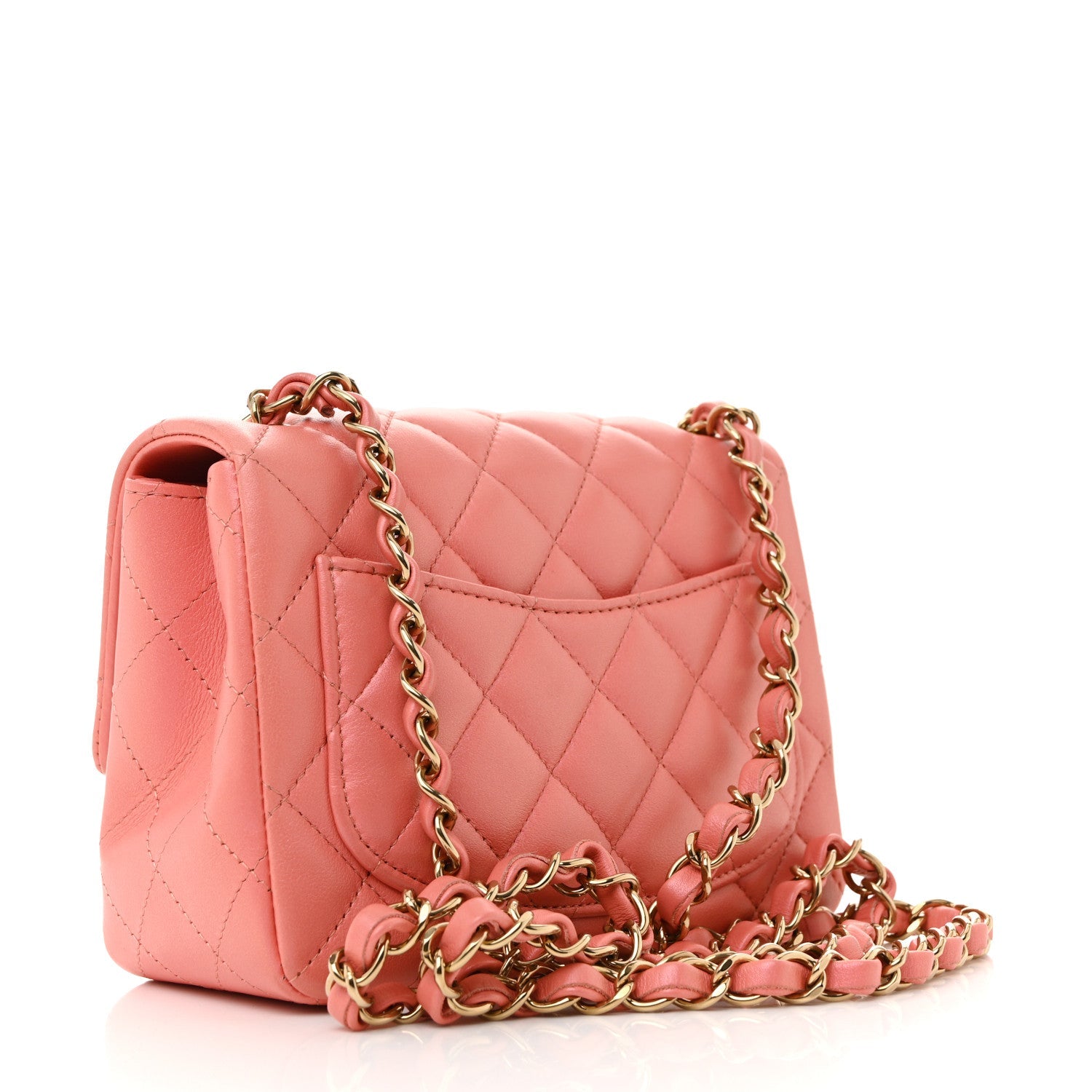 Lambskin Quilted Mini Square Flap Pink