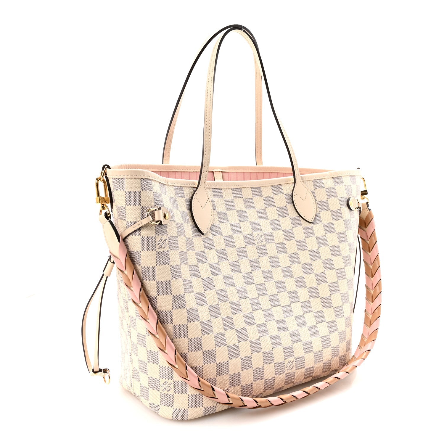 Damier Azur Braided Neverfull MM Pink