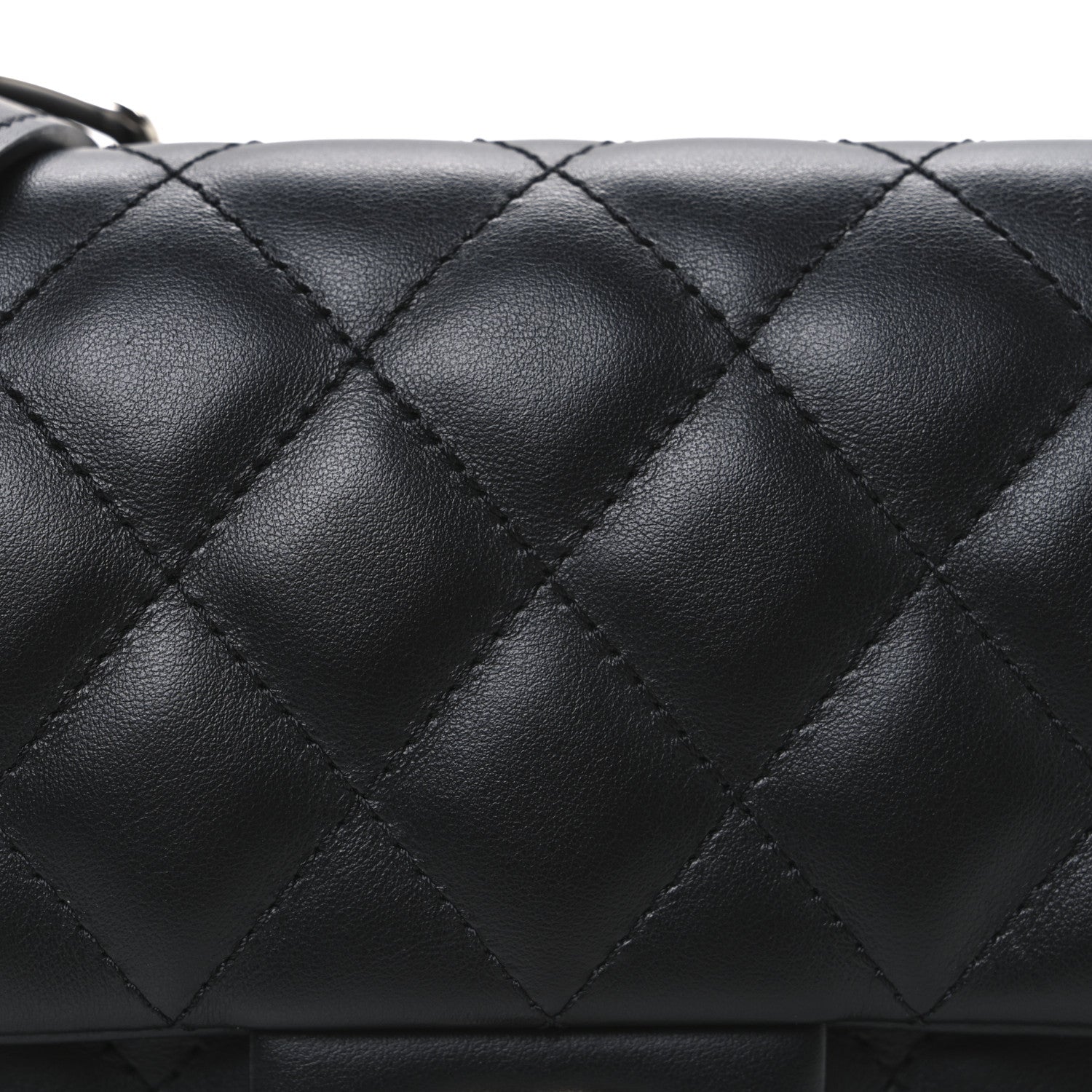 Calfskin Quilted CC Uniform Flap Belt Bag Black
