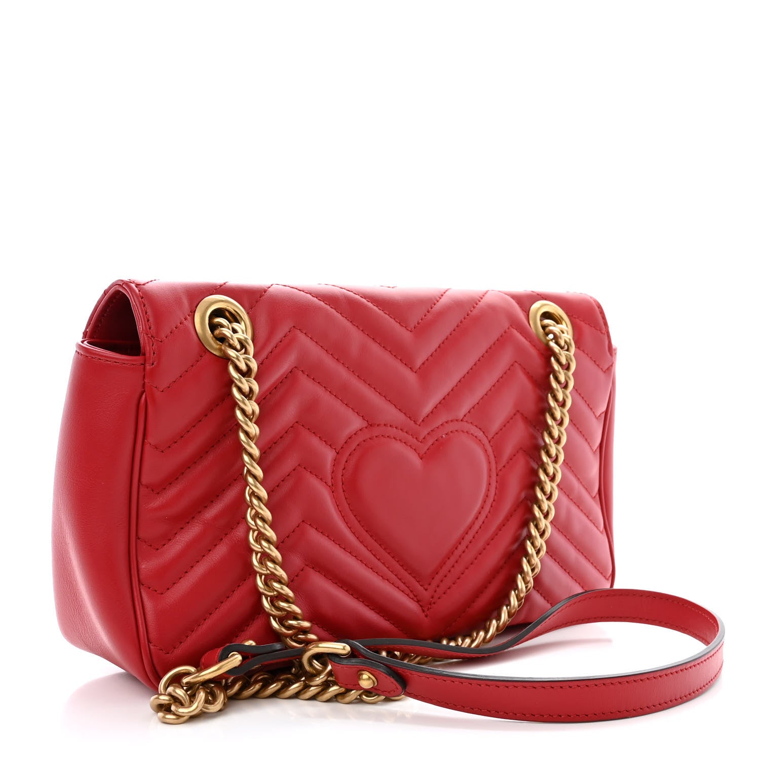 Calfskin Matelasse Small GG Marmont Shoulder Bag Hibiscus Red