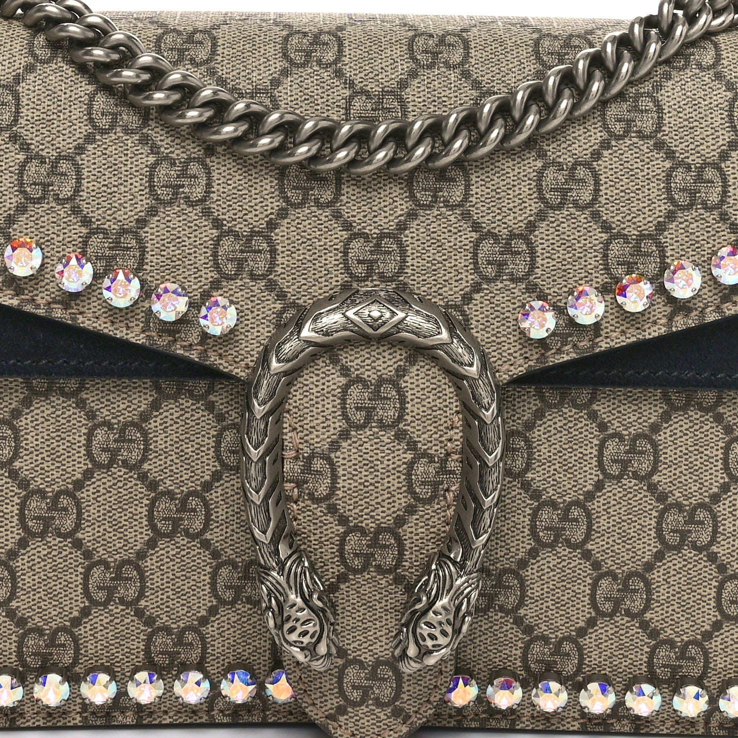 GG Supreme Monogram Crystal Small Dionysus Shoulder Bag Black