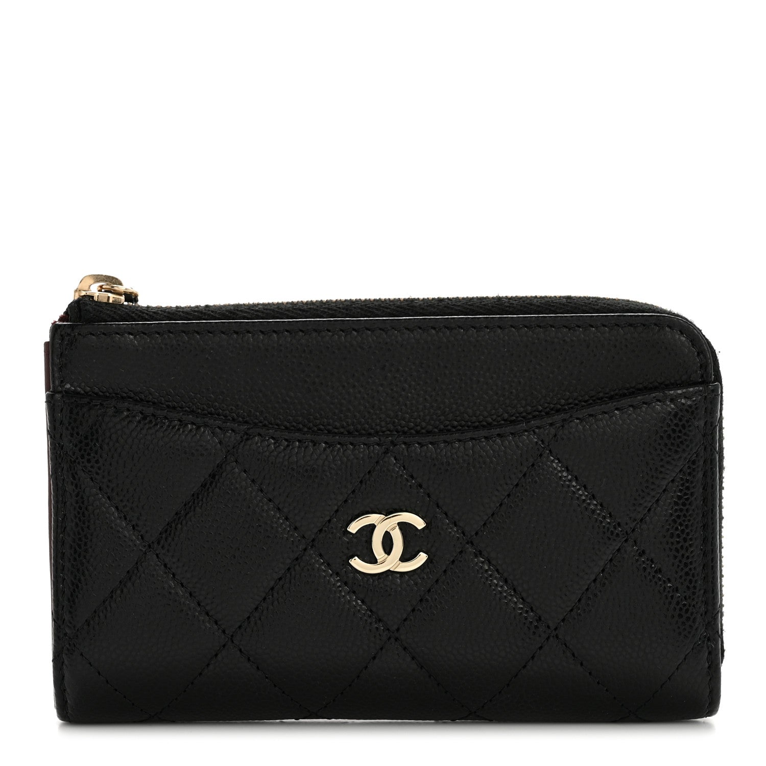 Caviar Quilted CC Zip Around Card Holder Black
