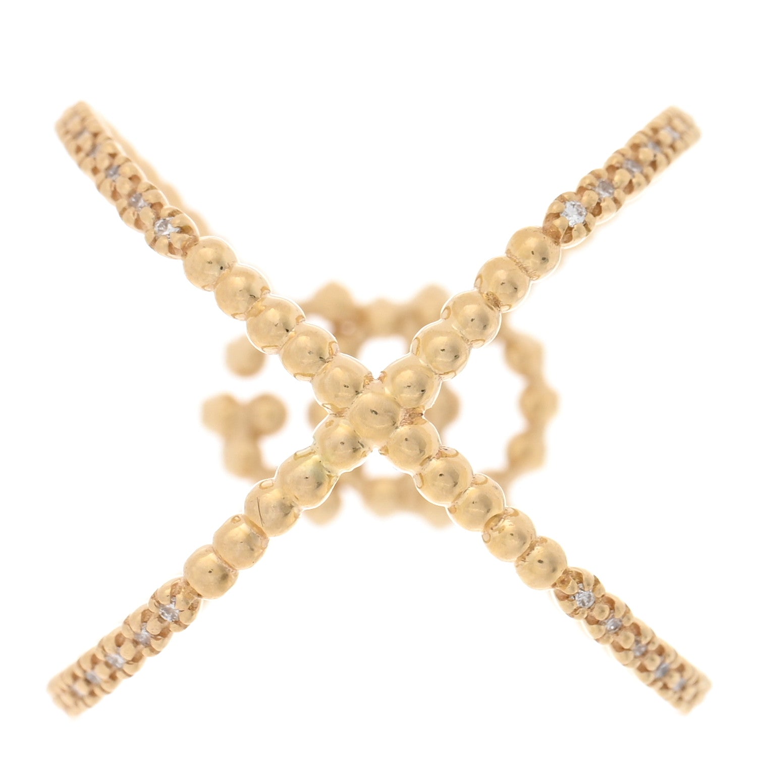 18K Yellow Gold Diamond Running G Cross Pave Ring 52 6