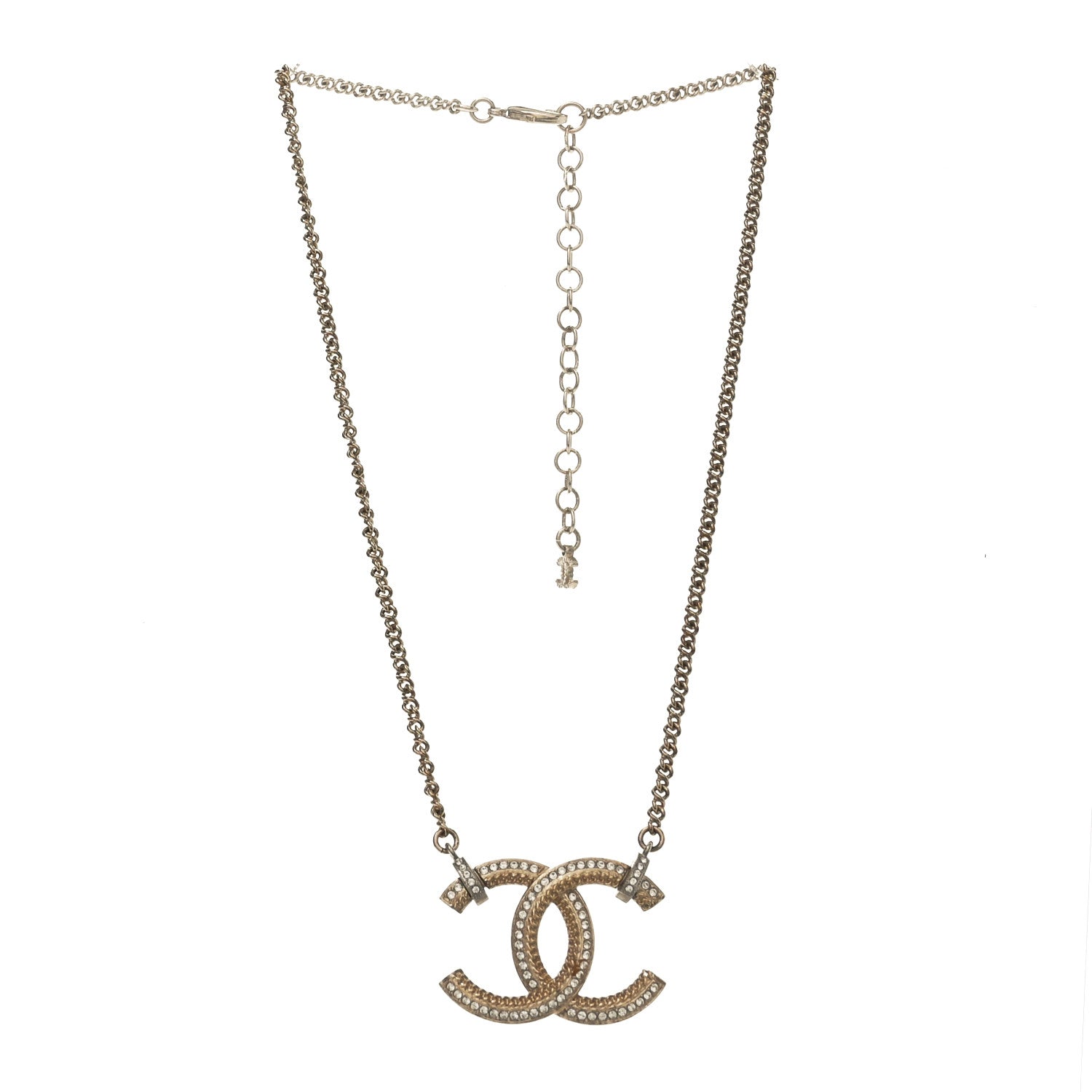 Crystal CC Pendant Necklace Gold
