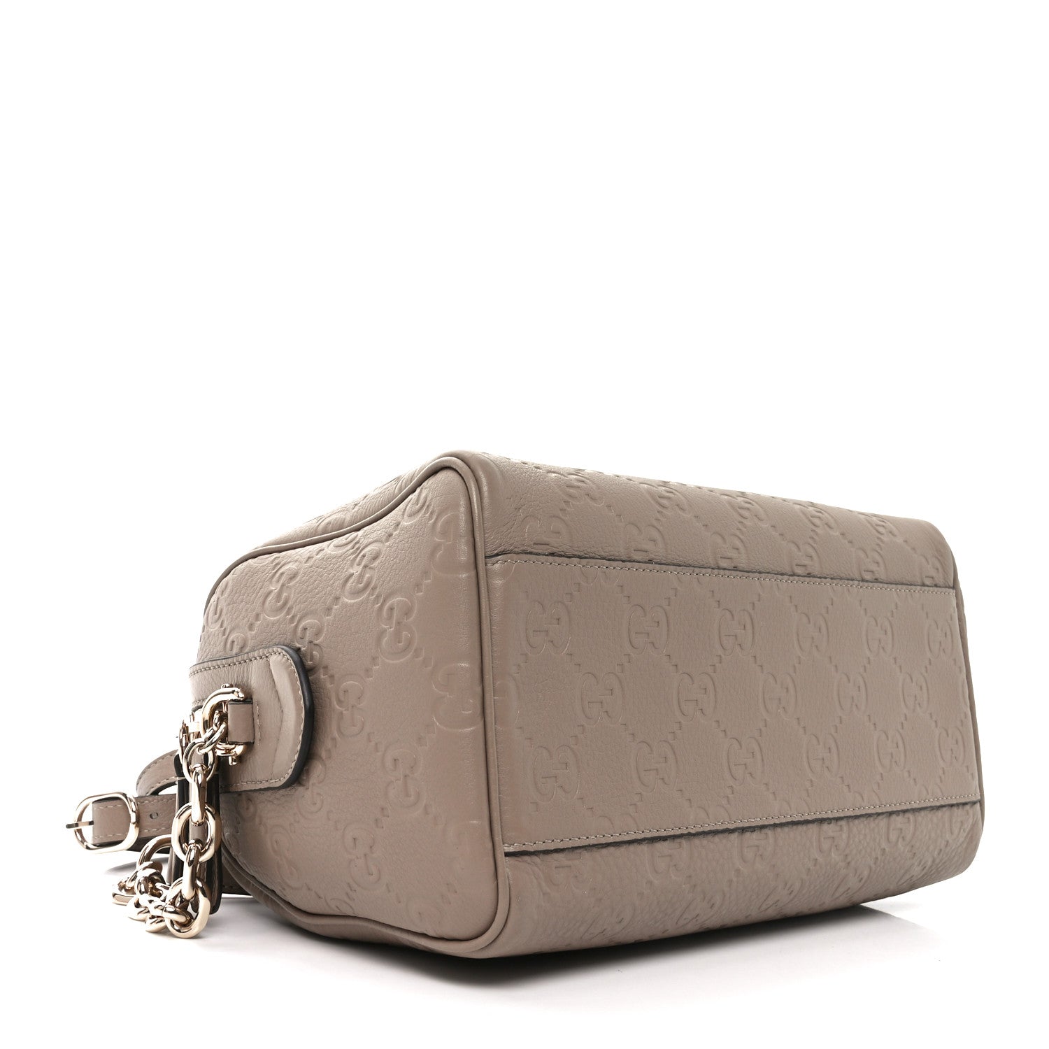 GG Grainy Calfskin Emblem Small Top Handle Bag Taupe