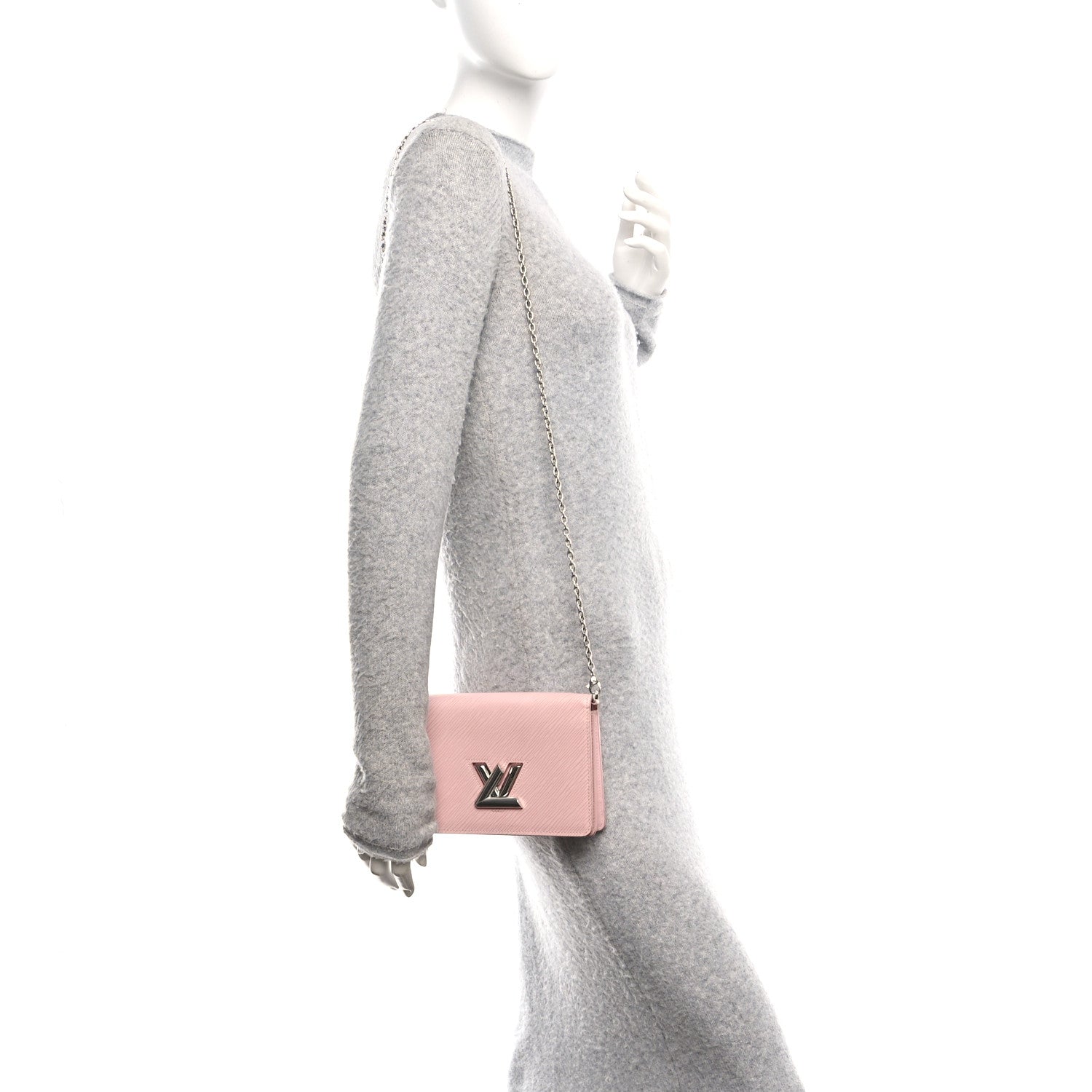 Epi Twist Belt Chain Wallet Rose Ballerine