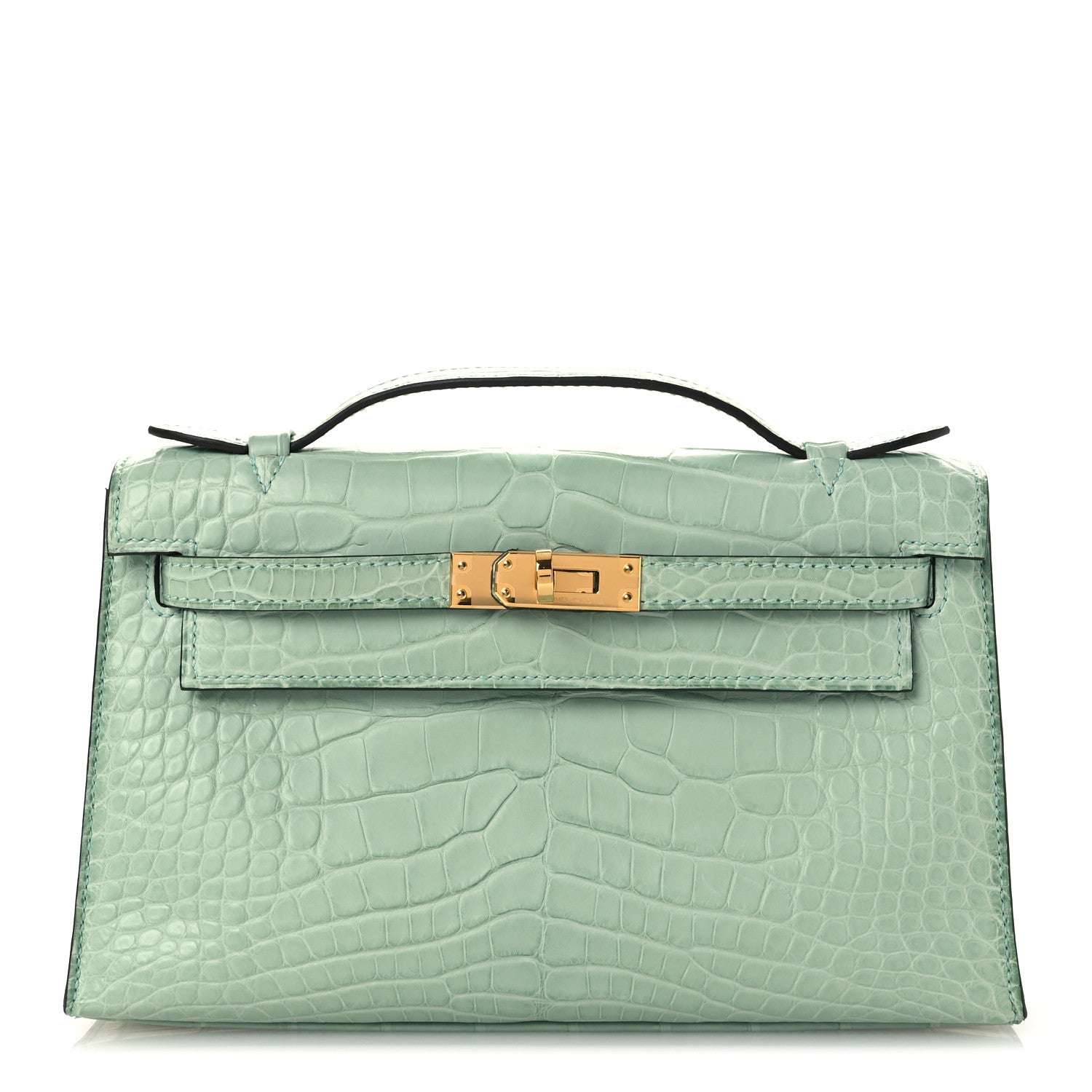 Matte Alligator Kelly Pochette Vert D'eau