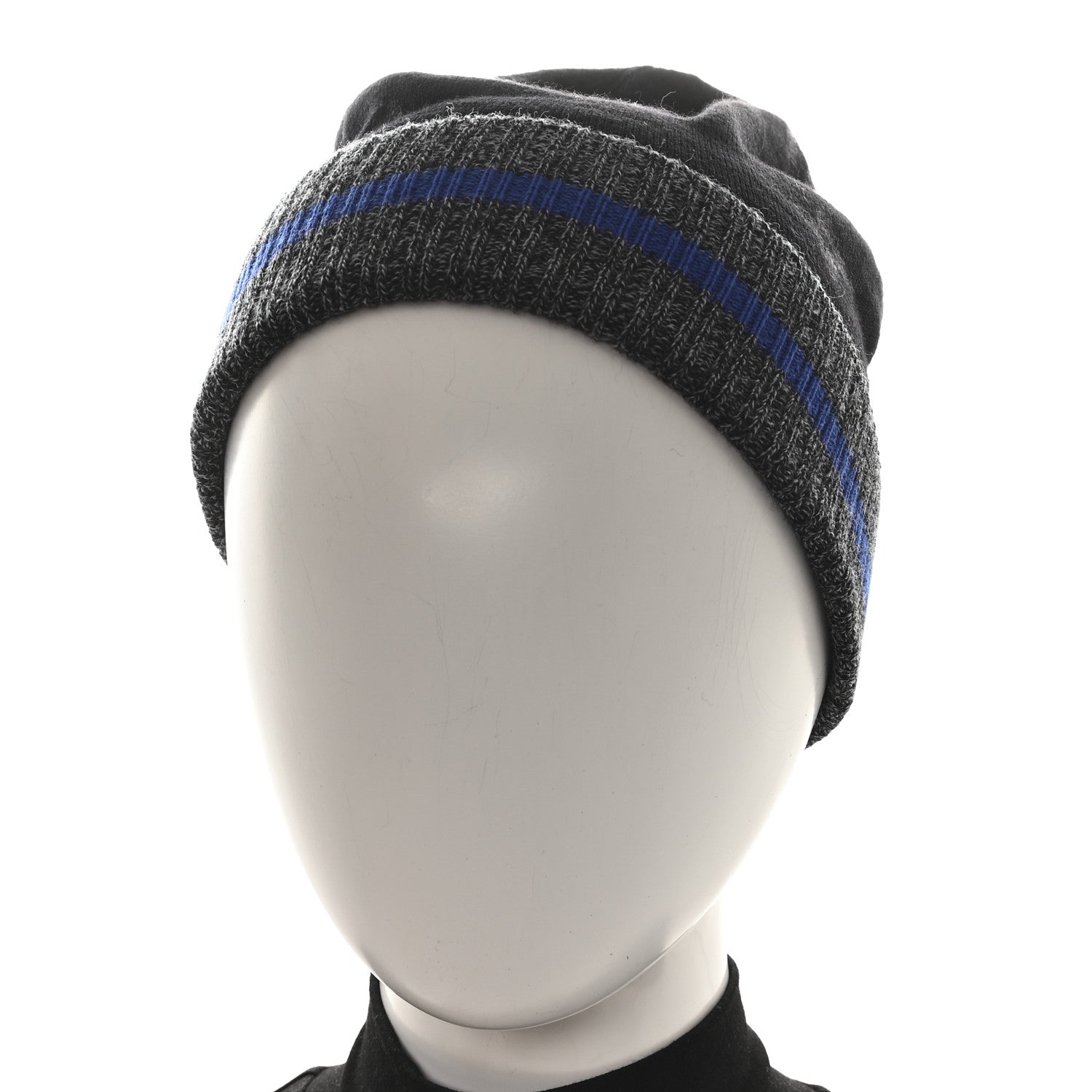Wool Bonnet Monogram Color Block Beanie Hat Black