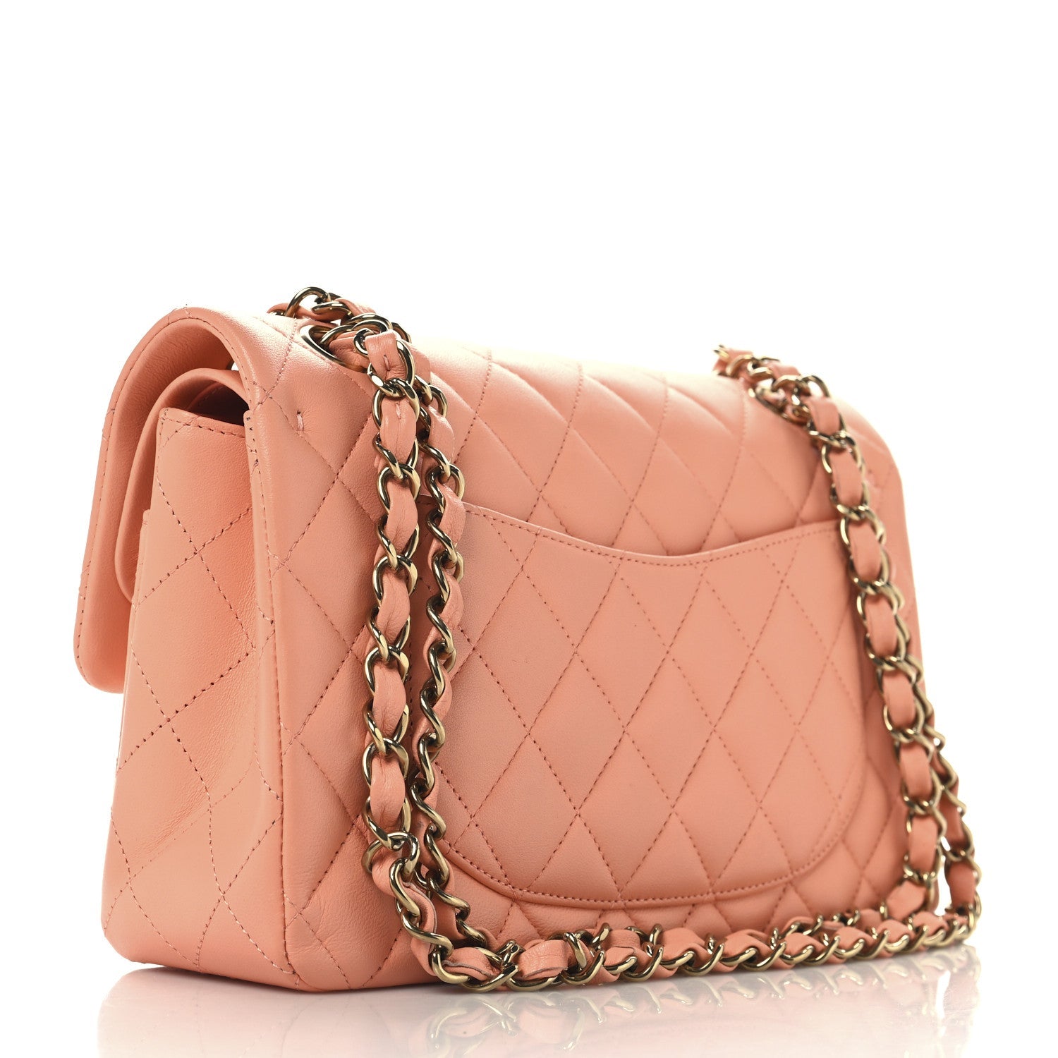 Lambskin Quilted Small Double Flap Light Orange