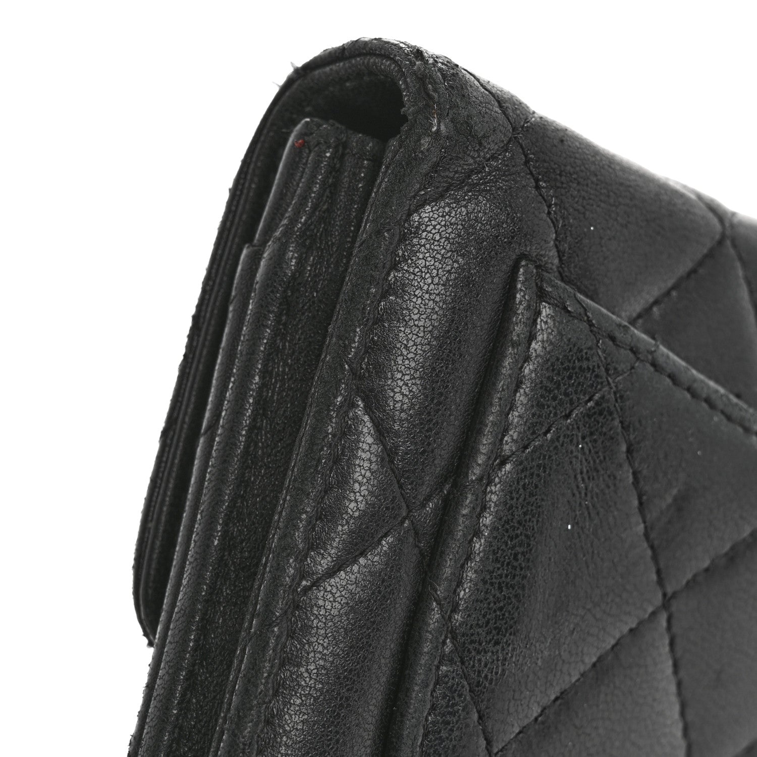 Lambskin Quilted Medium Flap Wallet Black