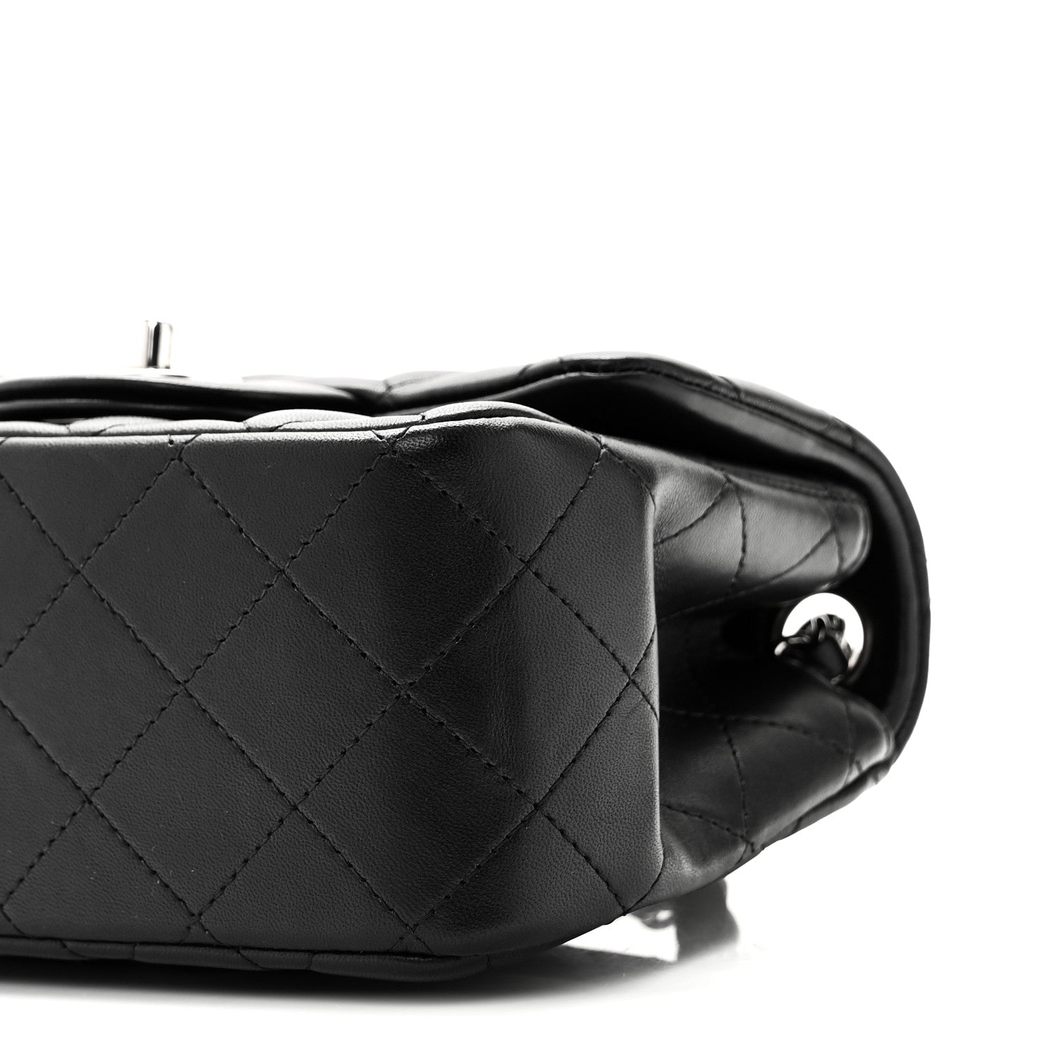 Lambskin Quilted Mini Square Flap Black