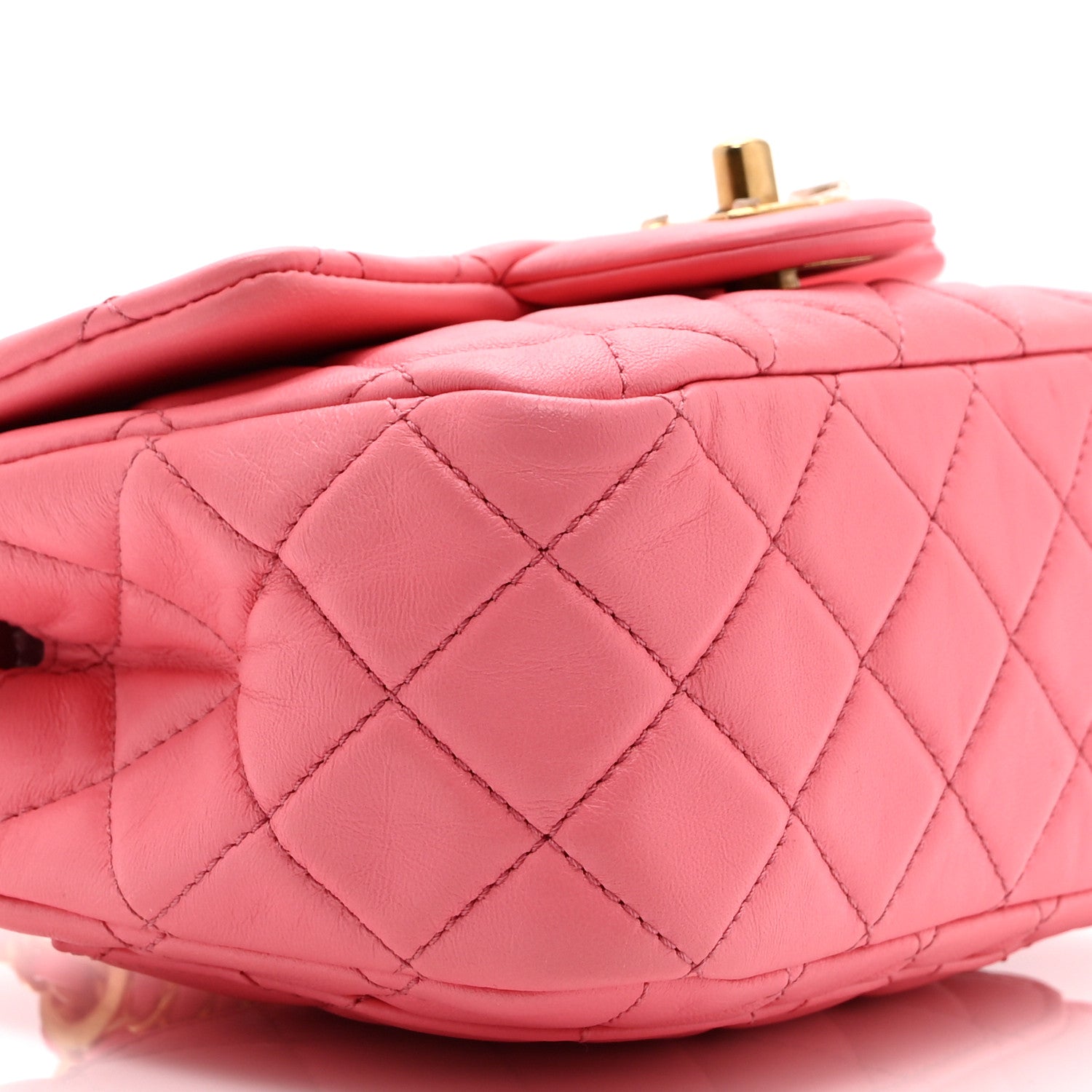 Lambskin Quilted Mini Pearl Crush Flap Pink