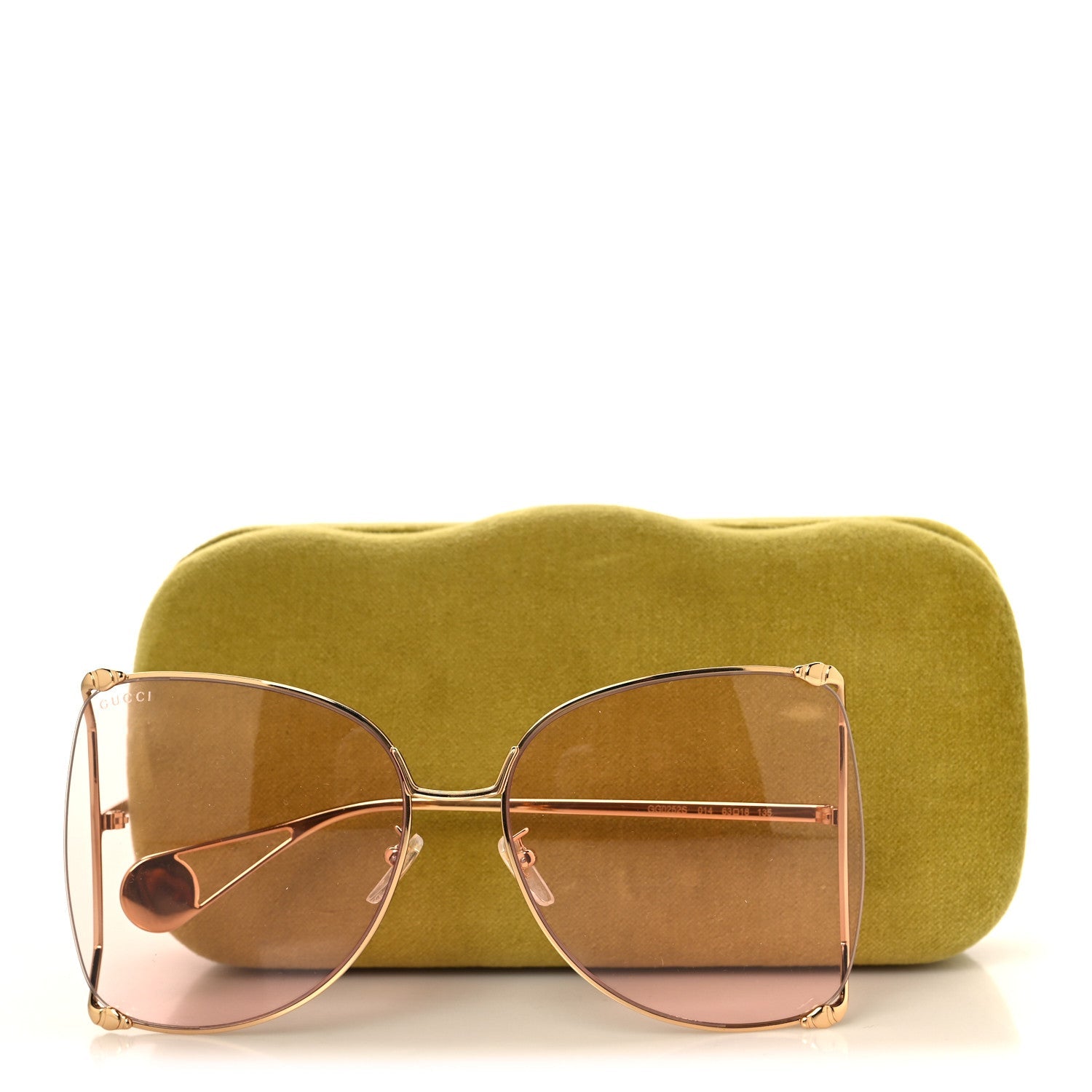 Metal Oversized Round Sunglasses GG0252S Gold Pink