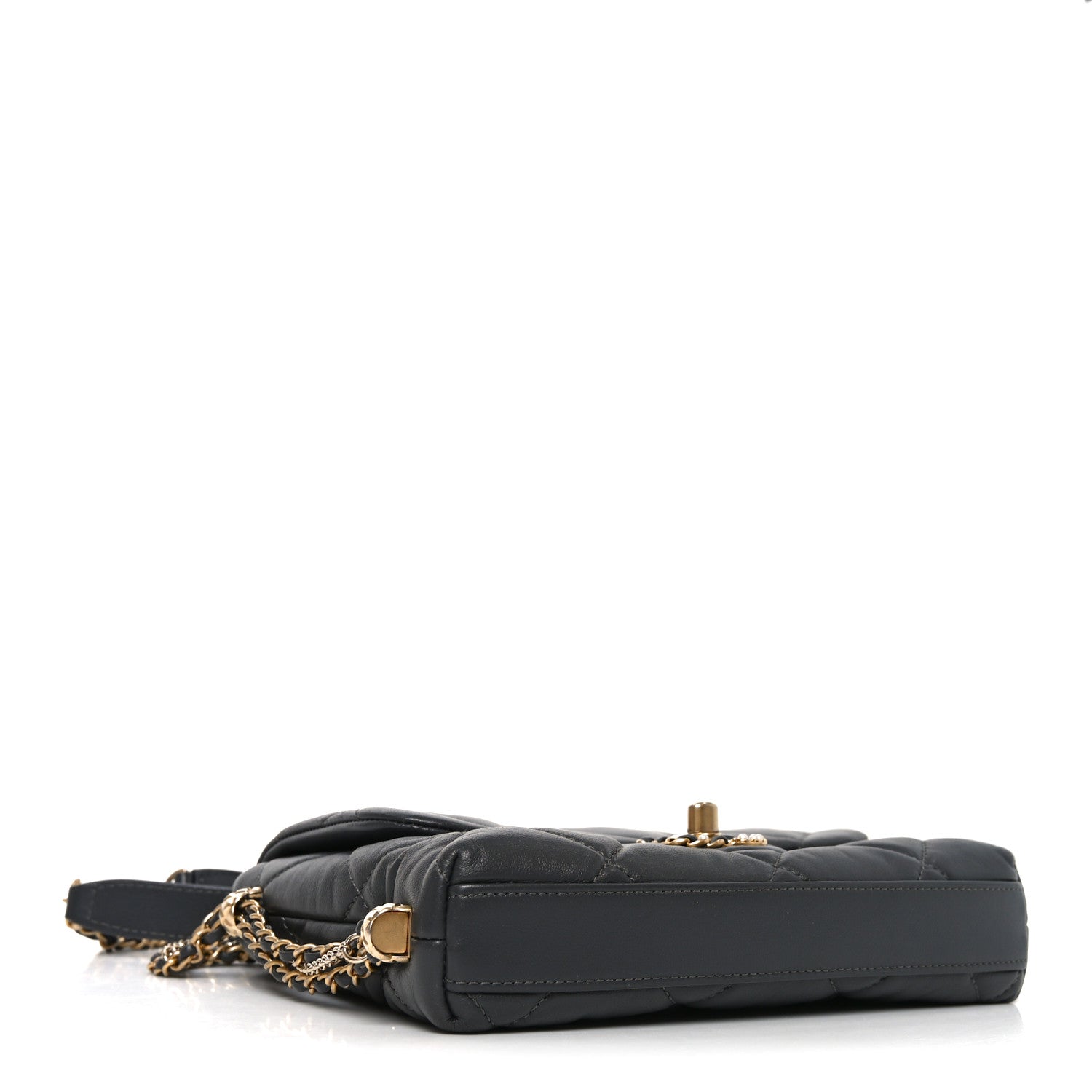 Lambskin Quilted Mini Crush On Chains Flap Bag Grey