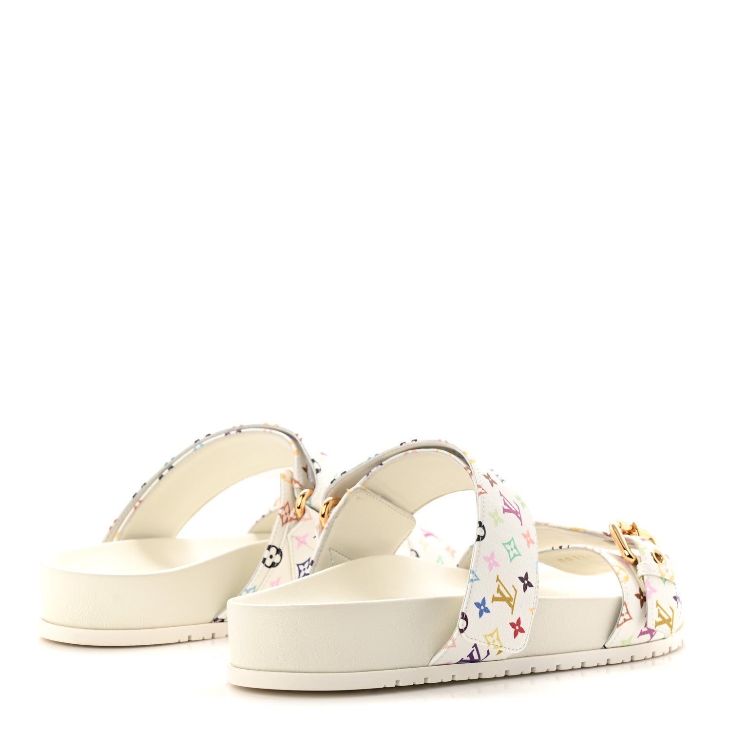 LV X TM Monogram Multicolor Bom Dia Comfort Mule Sandals 38.5 White