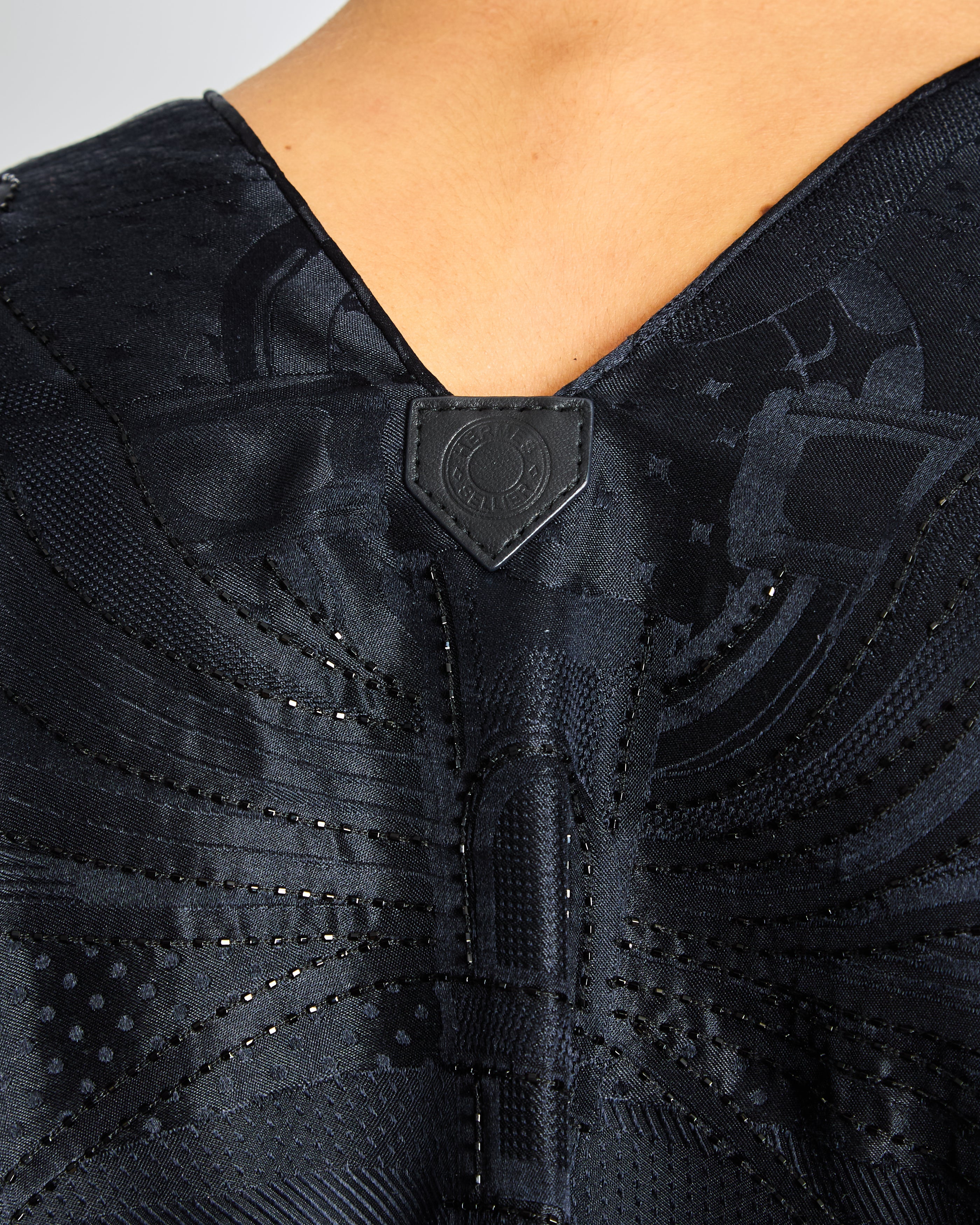 Hermès Embellished Black 'Palefroi Remix' Silk Cape with Sequins & Fine Embroidery Details