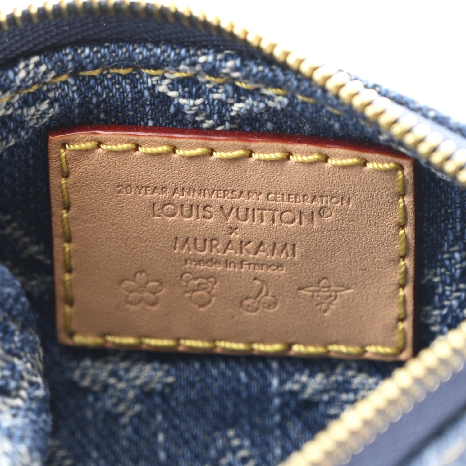 LV X TM Monogram Denim Cerises Key Pouch Blue