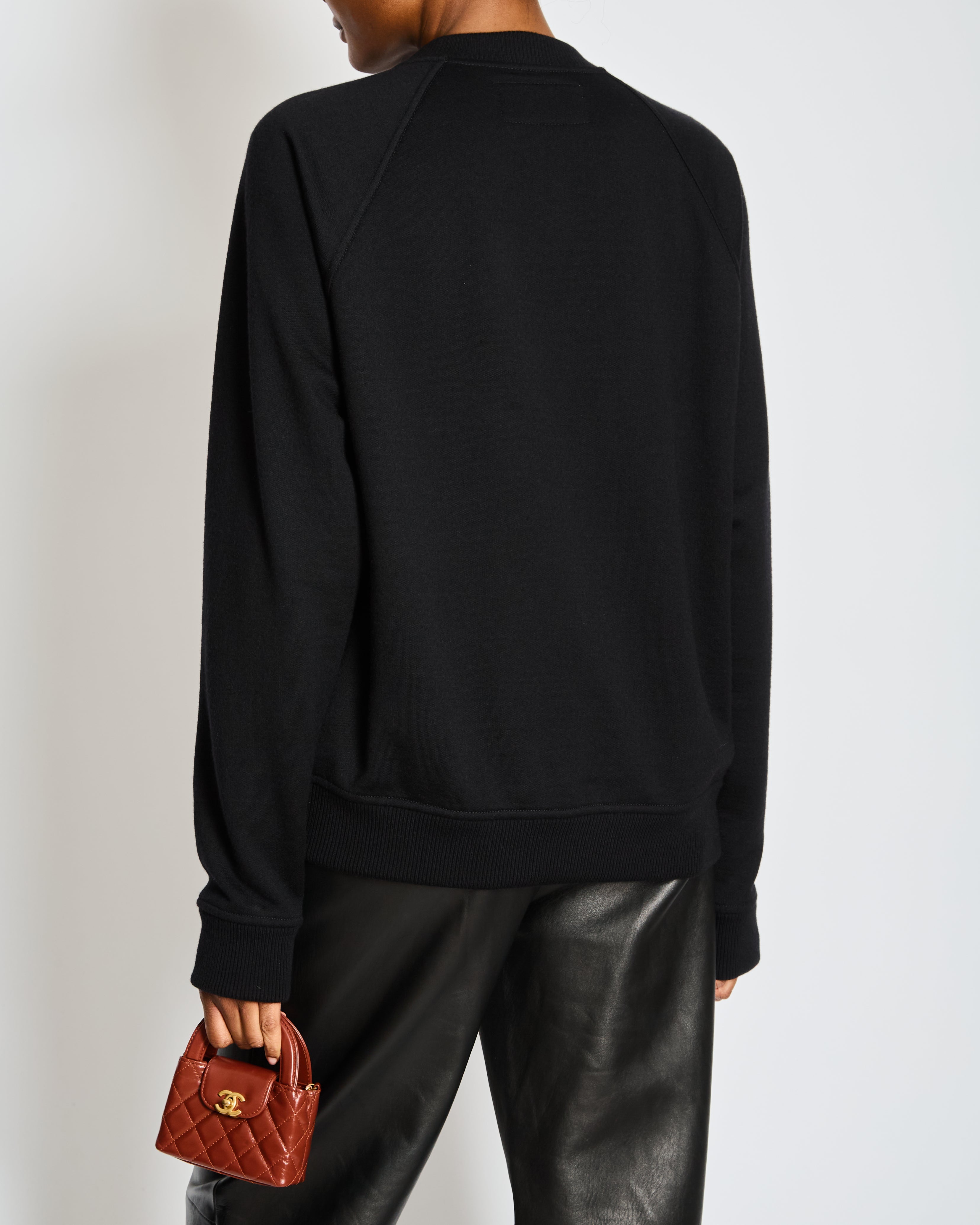 Hermès Menswear Black Knit Jumper with Calfskin Panel and Zip Detail Size L (UK 42)