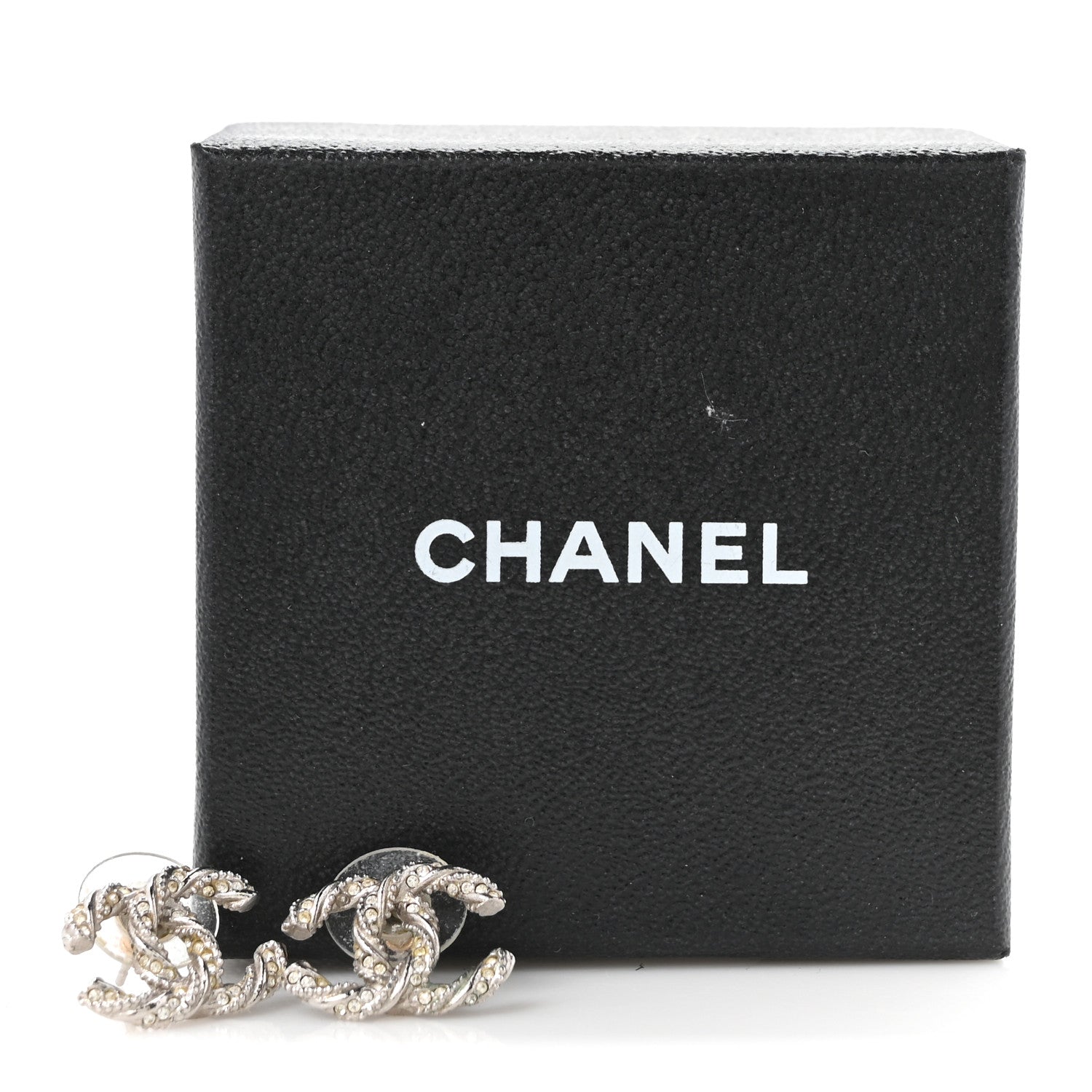 Crystal Twisted CC Earrings Silver